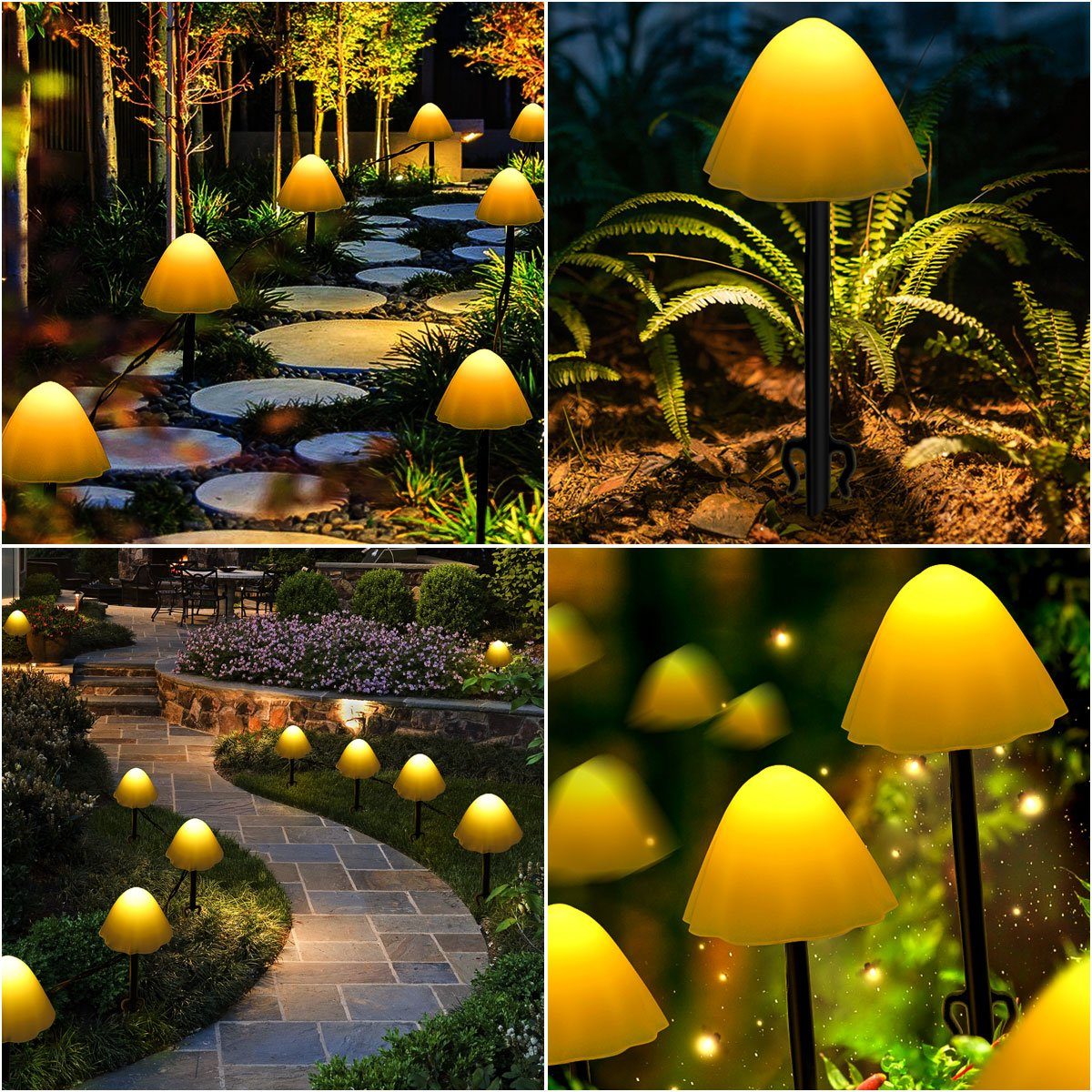 LETGOSPT 5M/3,7M 3,7M LED - 10 LEDs Straßenlaterne Pilz Gartenleuchte Warmweiß Solarlampe,