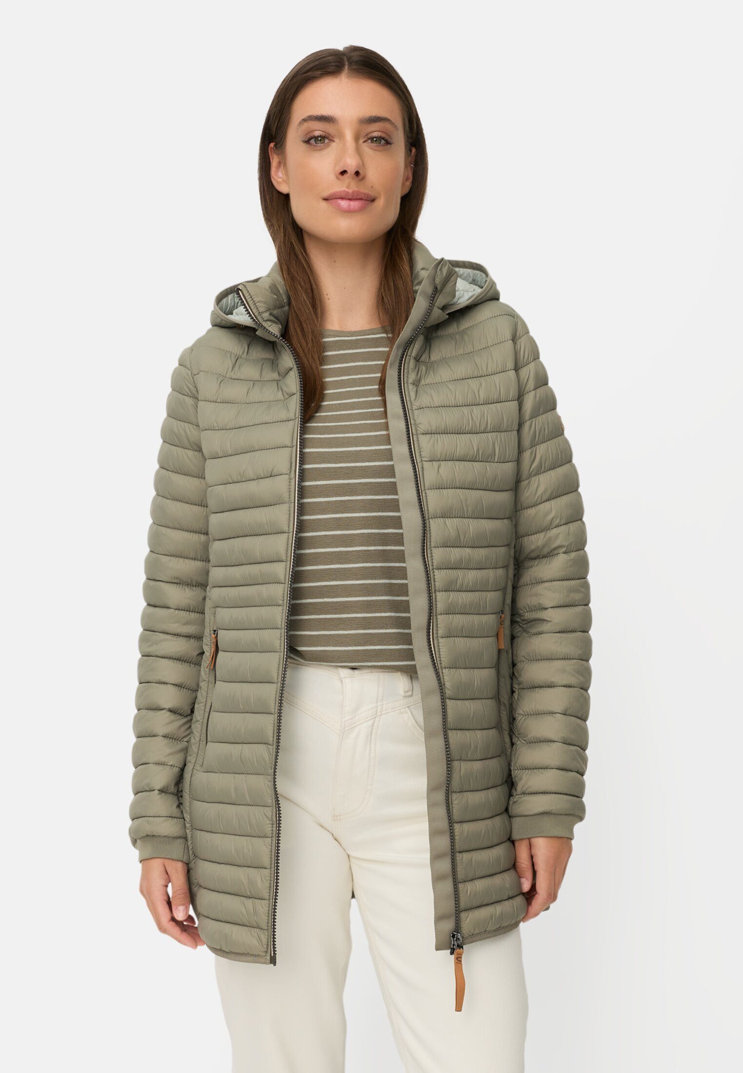 camel active Steppjacke aus recyceltem Polyamid Langarm Markenlogo