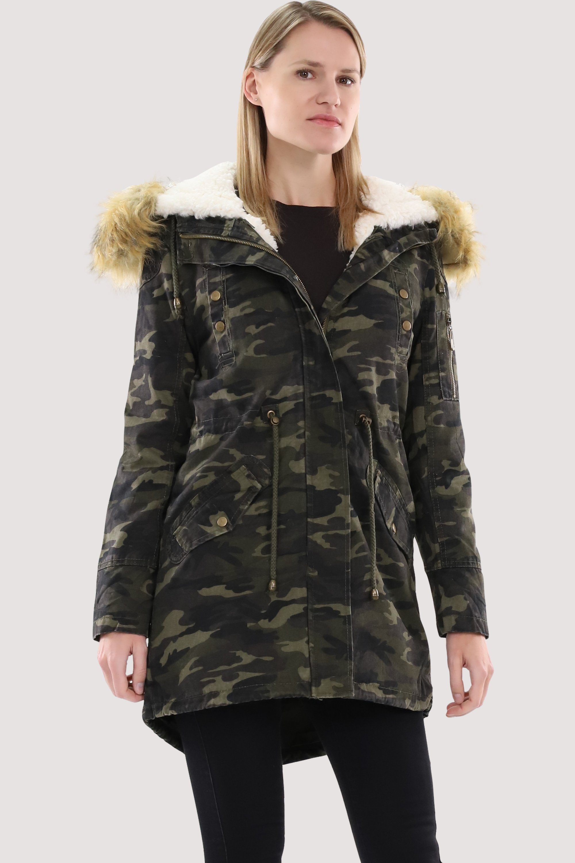 malito more than fashion Parka 81109 Winterjacke in Camouflage Military-Look mit Teddyfell military-81109