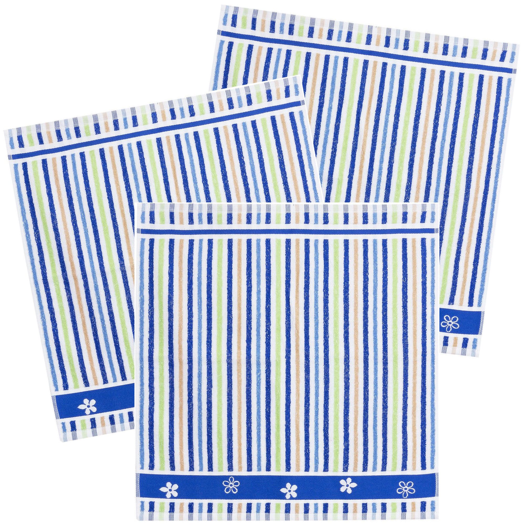 Kracht Geschirrtuch Blümchen, (Set, 3-tlg., 3-teilig), Frottee Küchenhandtücher (3 Stück) ca.50x50cm Baumwolle