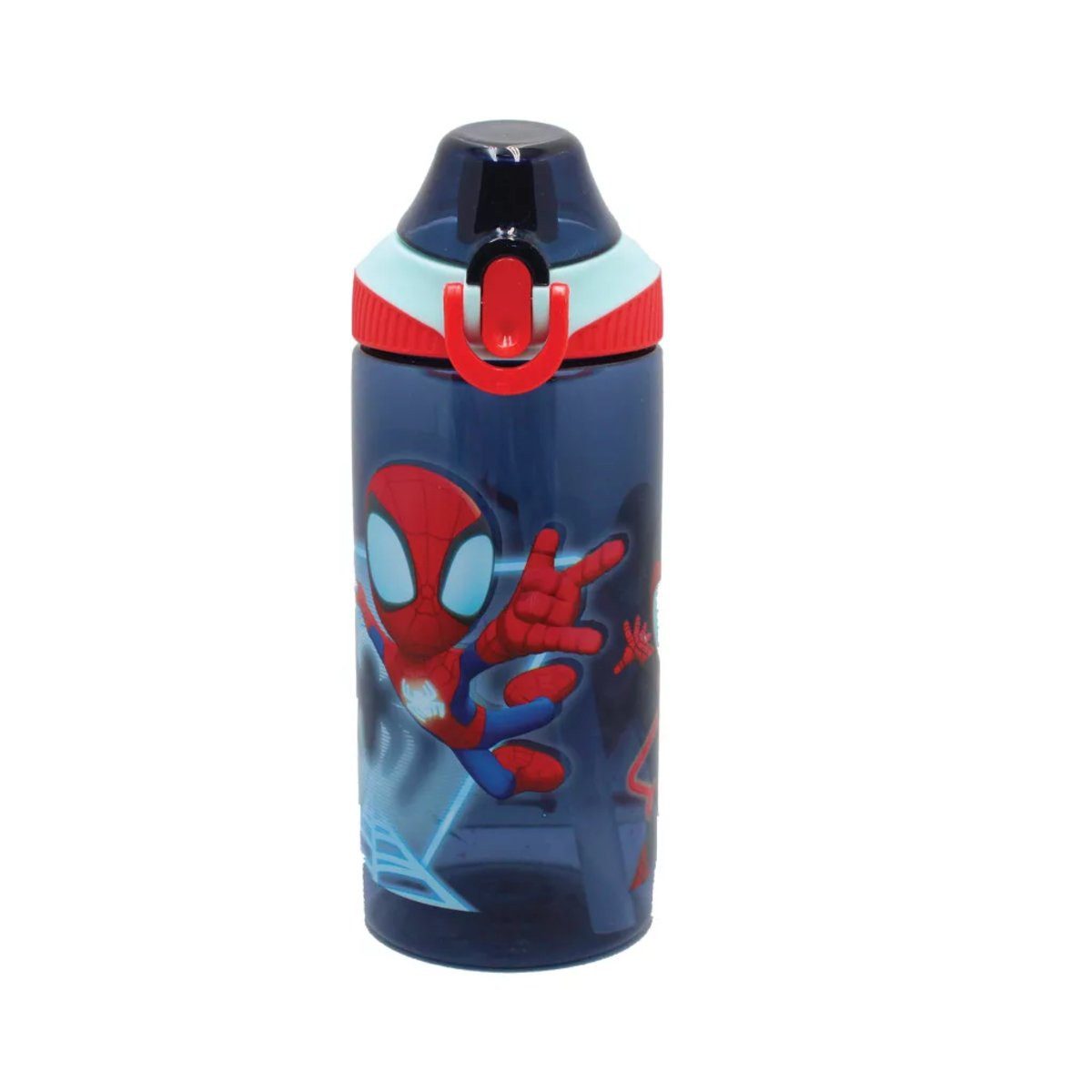 Spiderman Trinkflasche Spiderman Spidey Web Kunststoff-Trinkflasche mit Strohhalm