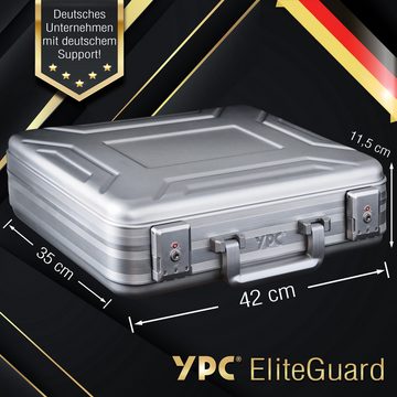 YPC Business-Koffer "EliteGuard" Voll-Aluminiumkoffer-mit Würfelschaum & Dokumentenhalter, Zahlenschloss TSA-Funktion, Würfelschaum, ‎Laptopfach, elegant, modern