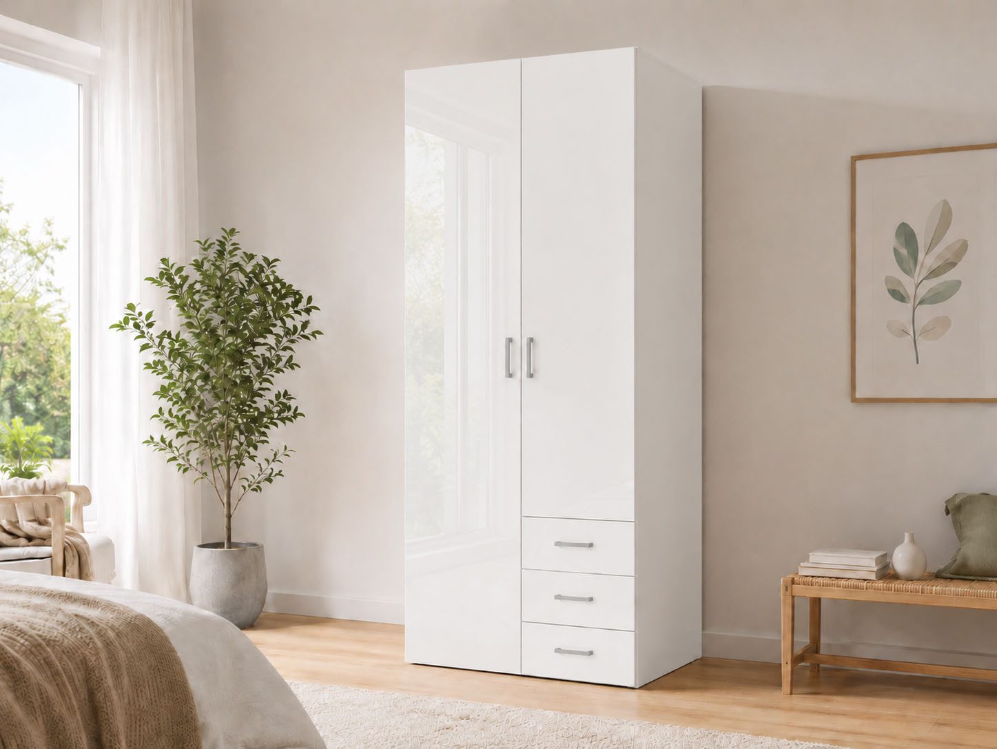 Home affaire Kleiderschrank Space Drehtürenschrank, Aufbewahrung Kasten Schrank Stauraum Breite 78, 115,8 oder 154 cm, mit je 3 Schubkästen, innen Einlegeböden