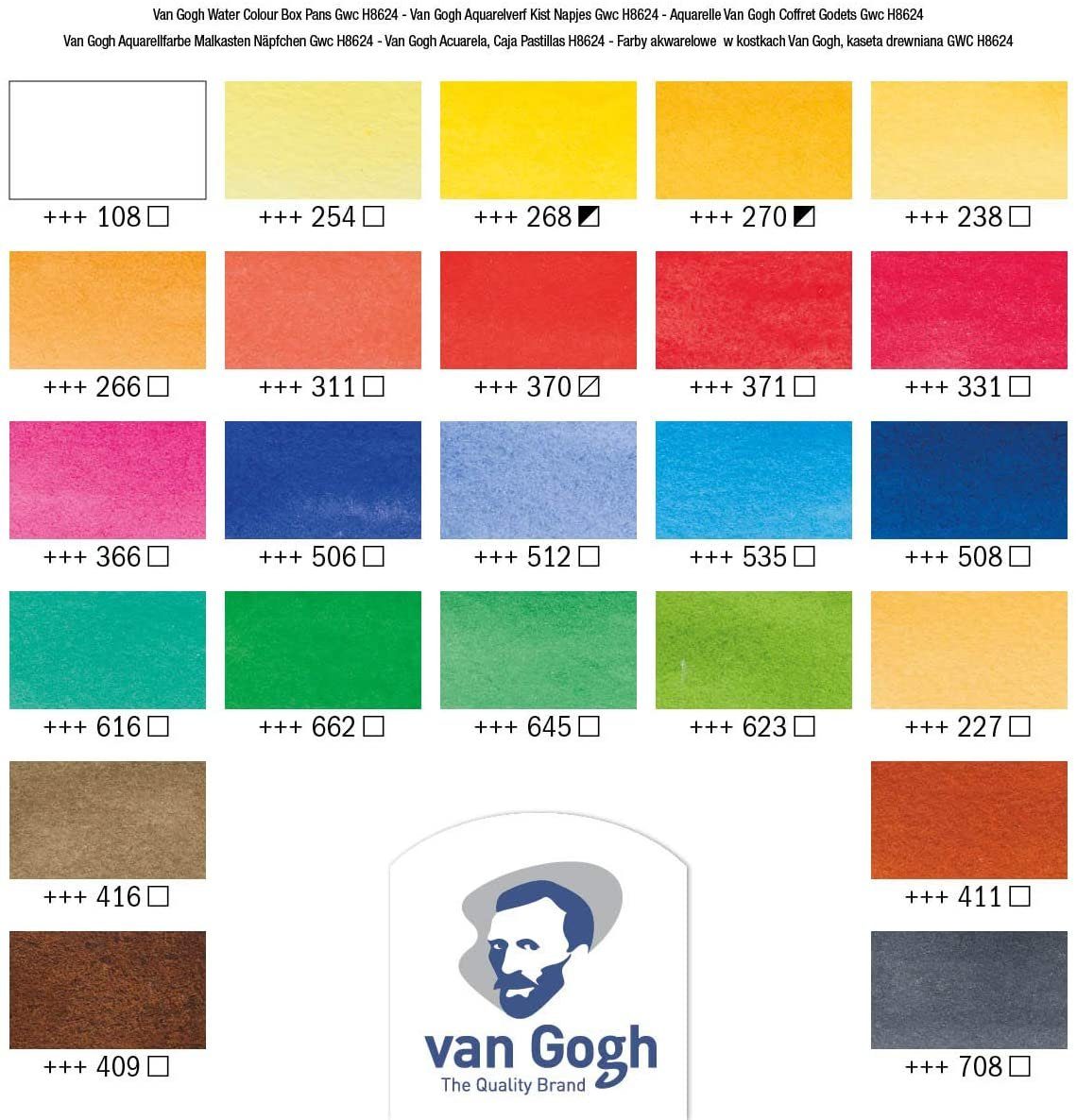Talens art creation Aquarellfarbe Van Gogh Künstler Aquarellfarben im Holzkasten - Geschenkset, inkl. 2 Pinsel und Mischpalette – Bild 4 von 4
