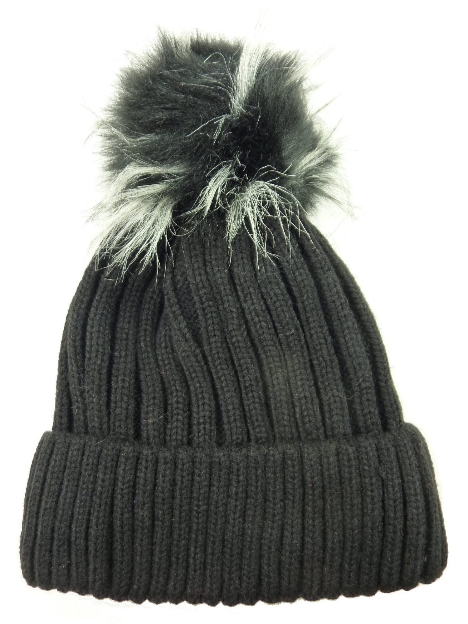 Taschen4life Bommelmütze Mütze mit großem Bommel 1350 Dylon2 Strickmütze im Rippstrick für Damen, Herren, Kinder
