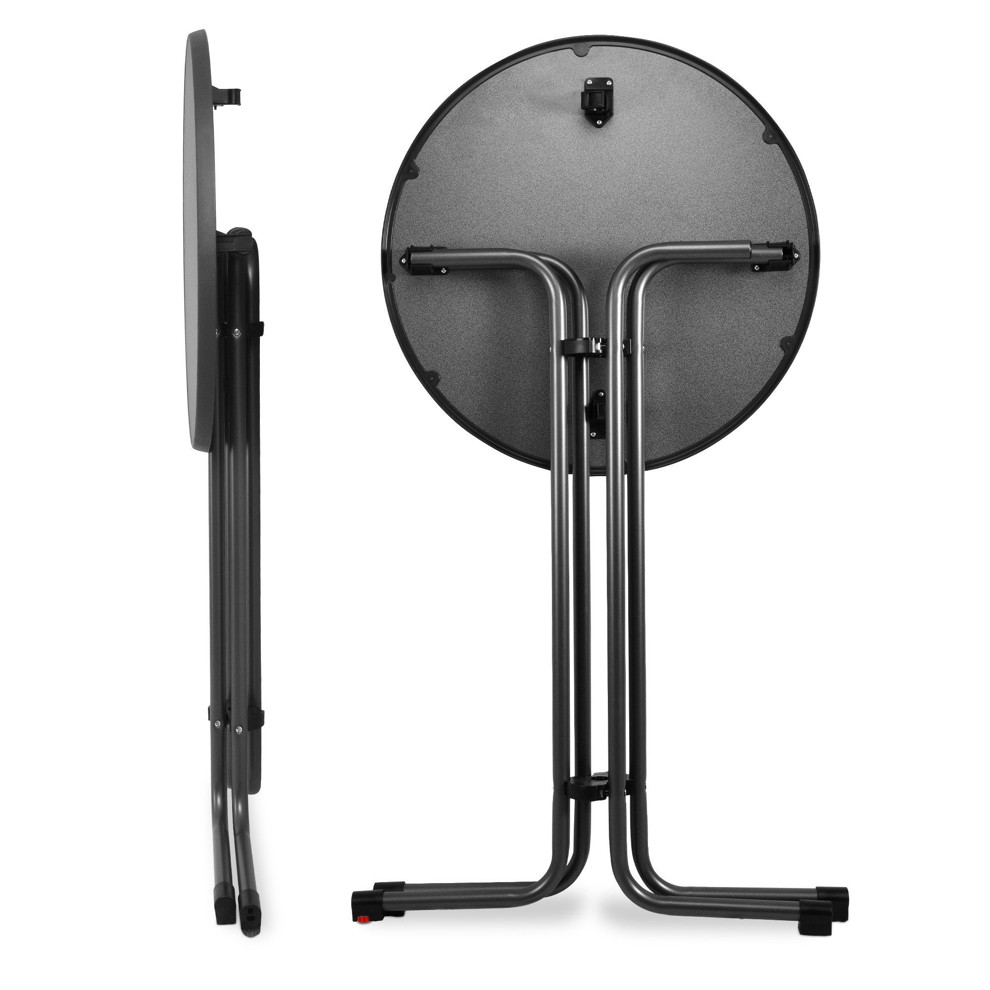Beautissu Stehtisch Outdoor Stehtisch Bellini, klappbar, Ø70cm, Grau, wetterfest – kratzfest