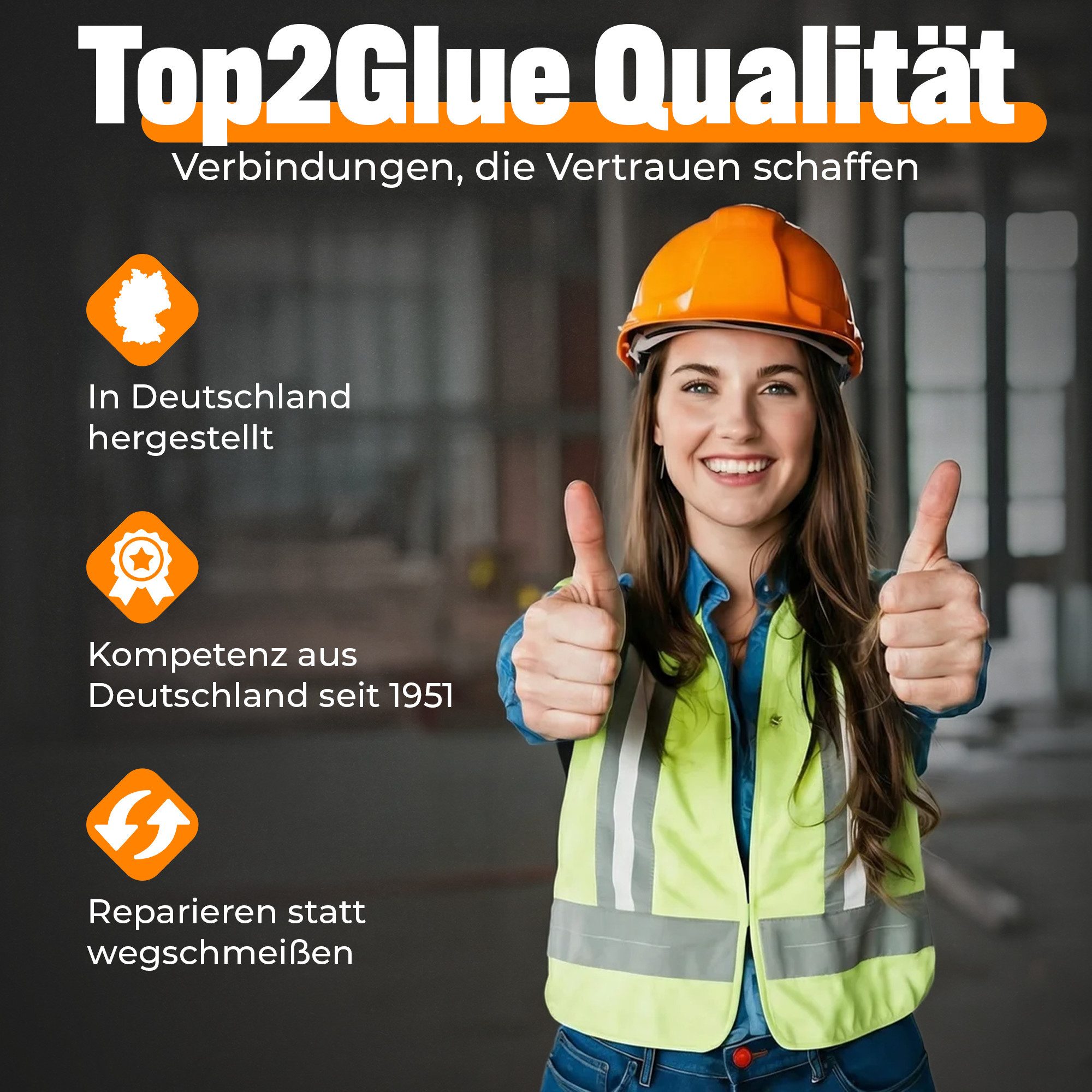 Top2Glue Montagekleber 2K-Kleber Flex Repair 2K MS Polymer, schwarz 35 g mit 4 Mischdüsen