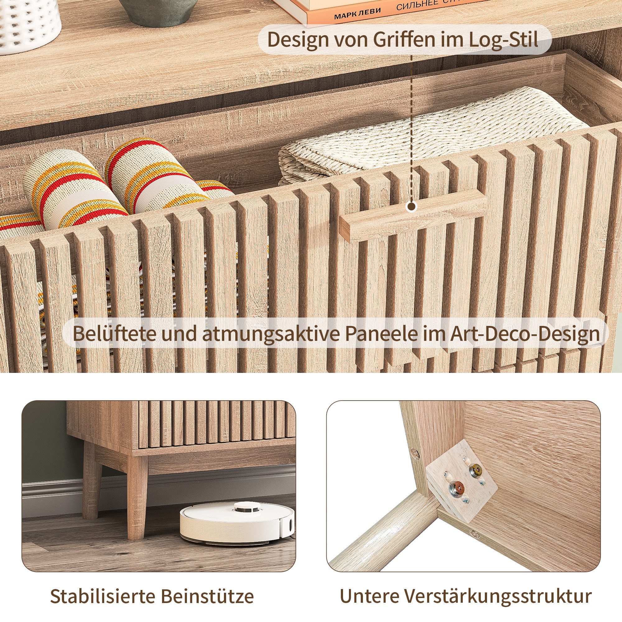 Furnishings Home Sideboard Kommode Schrank Anrichte 6 Schubladen (1 St., 100x73x34 cm), Küchenschrank Mit Griff, vielseitig einsetzbar, Moderne
