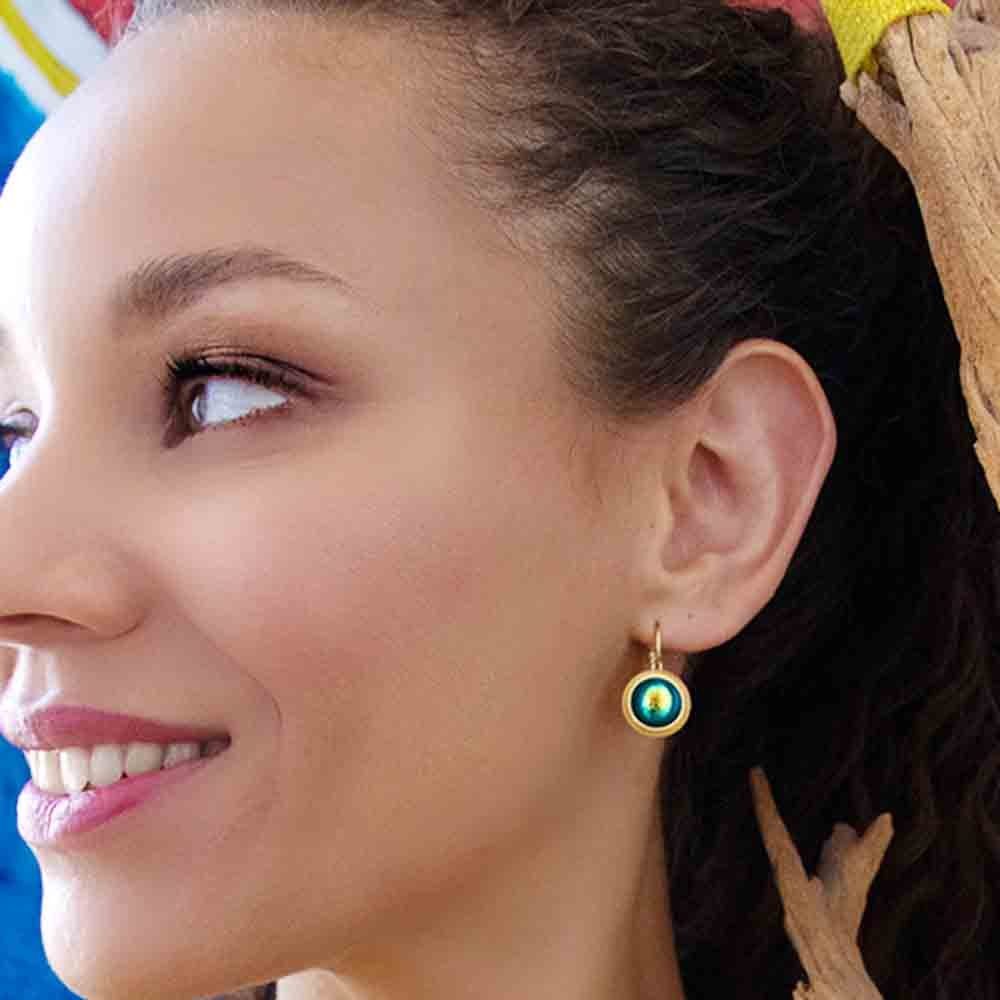 Sergio Engel Paar Ohrhänger Aura (Set, 2-tlg), Manufakturschmuck Ohrhänger mit Brisur und einer AB-Glasperle