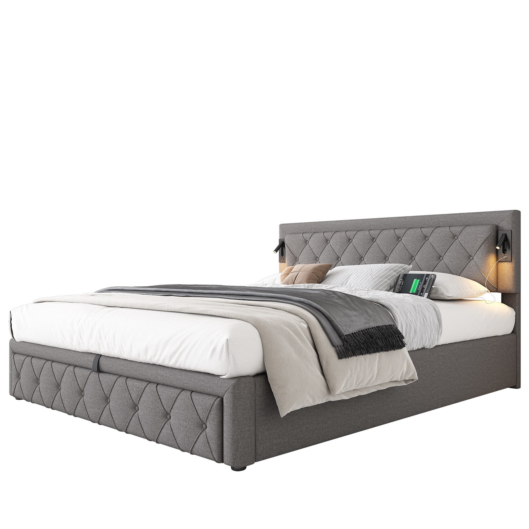 Flieks Polsterbett, Hydraulisches Doppelbett 180x200cm mit günstig online kaufen