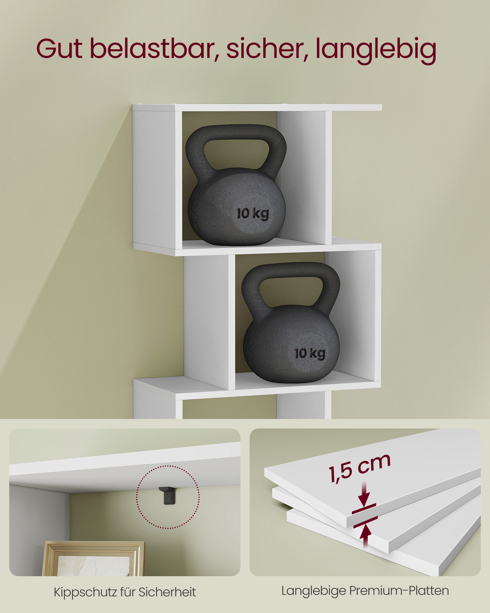 VASAGLE Bücherregal Standregal mit 5 Ebenen, 24 x 40 x 191 cm, Wohnzimmer Schlafzimmer, freistehend, modern, Regal – Bild 5 von 5