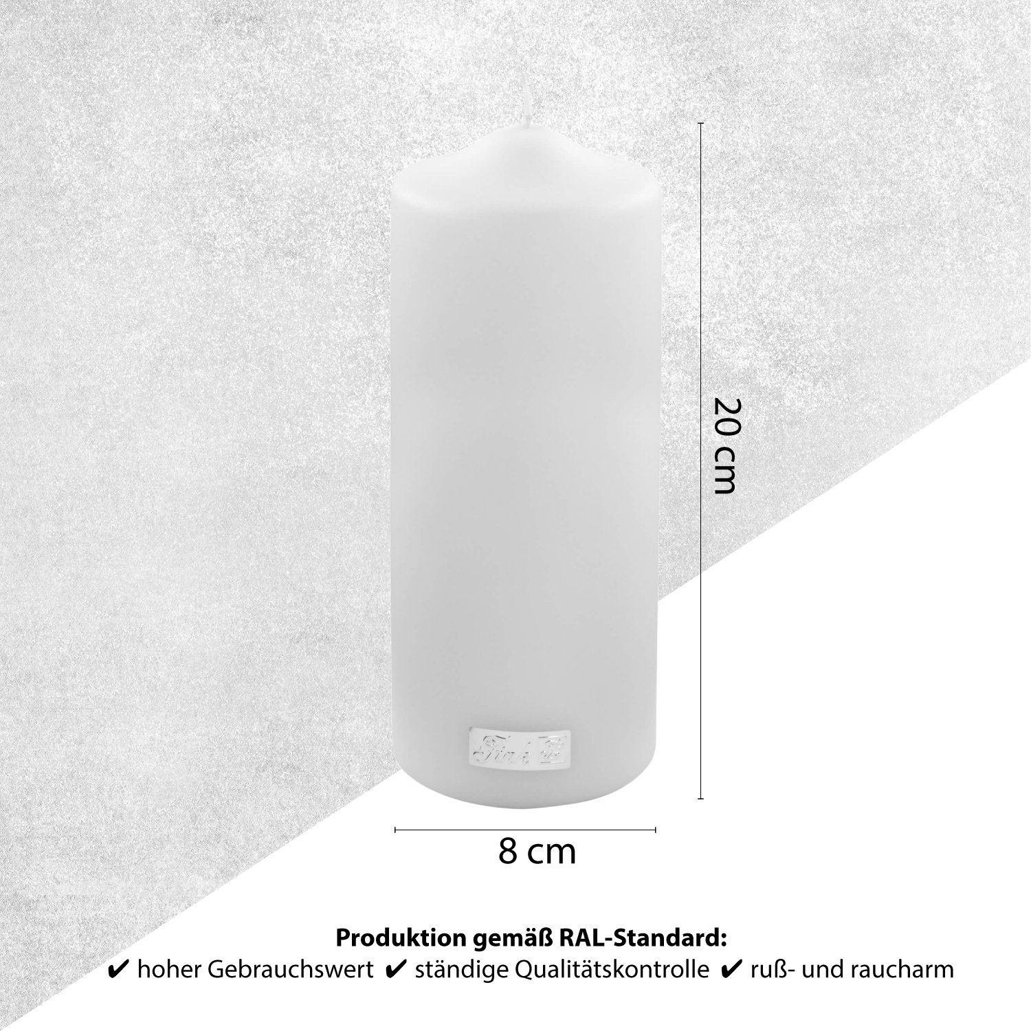 Fink Stumpenkerze FINK Stumpenkerze Candle - weiß - H. 20cm x D. 8cm (1 Stück)