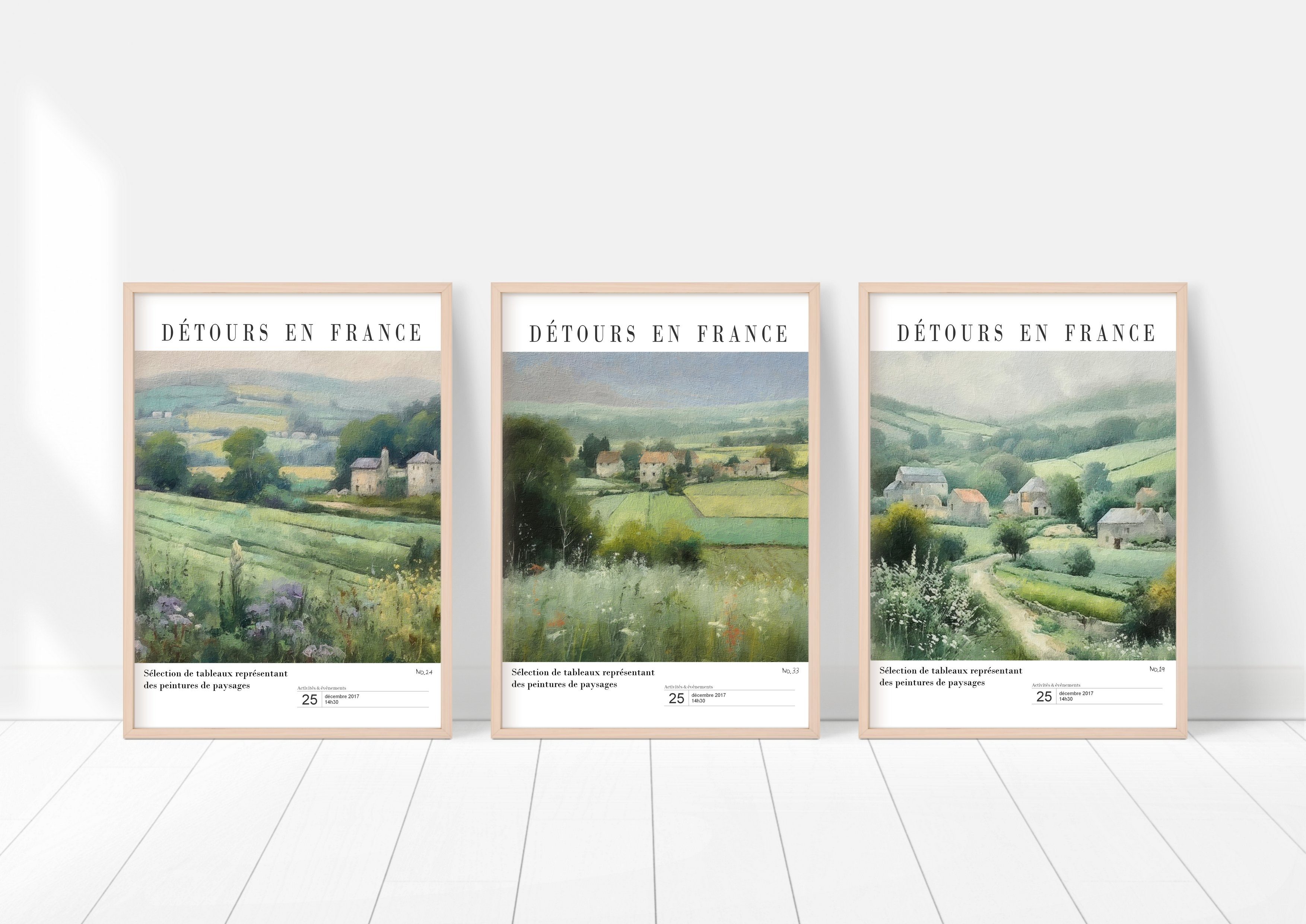 homestyle-accessoires Poster Bilder 3er Set Wandbilder FRANKREICH LANDSCHAFT DIN A4 ODER DIN A3, Ohne Bilderrahmen