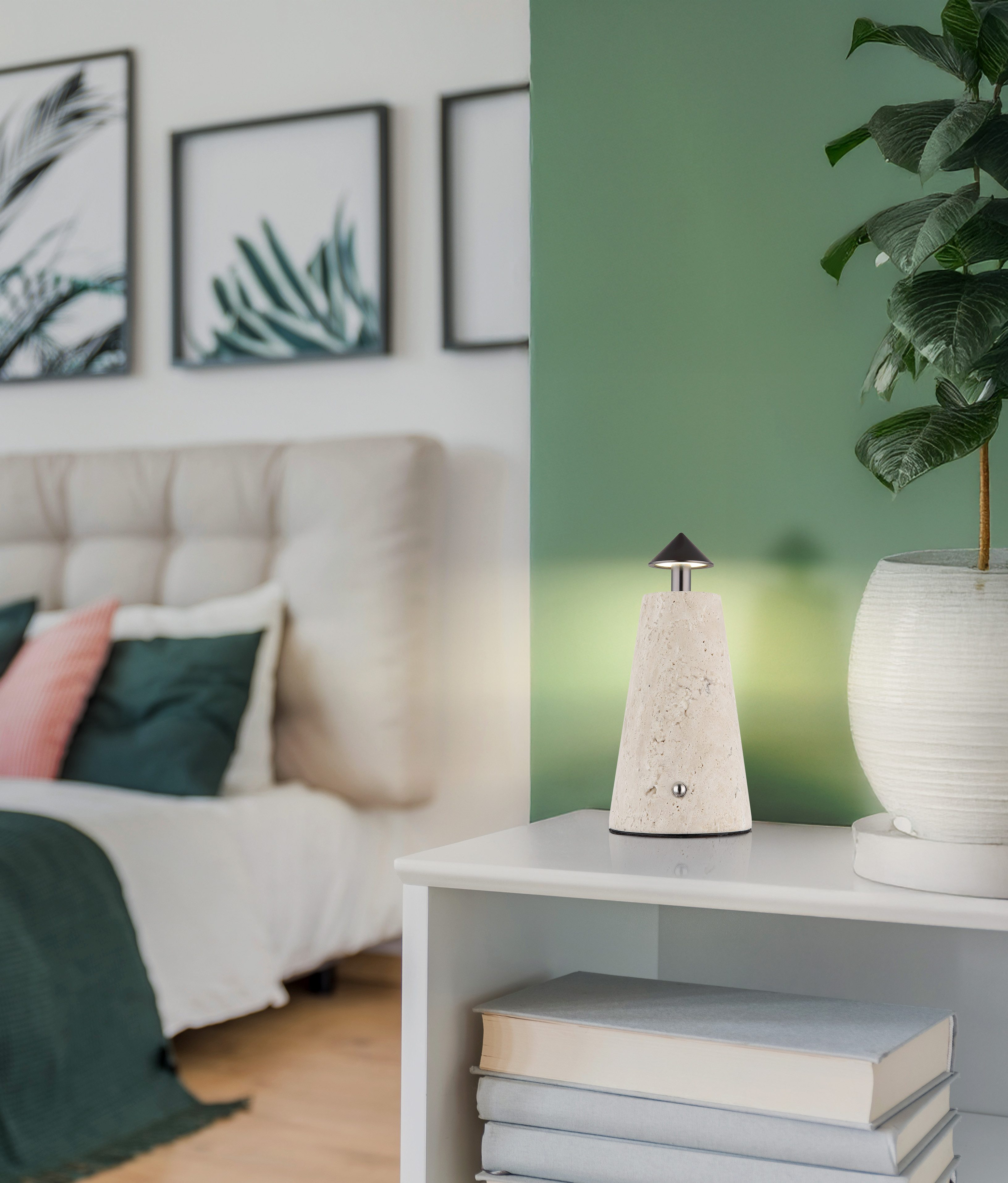 GLOBO LIGHTING Tischleuchte LIVA, LED fest integriert, warmweiß - kaltweiß, Tischlampe Nachttischlampe Deko-Tischleuchte Schlafzimmer