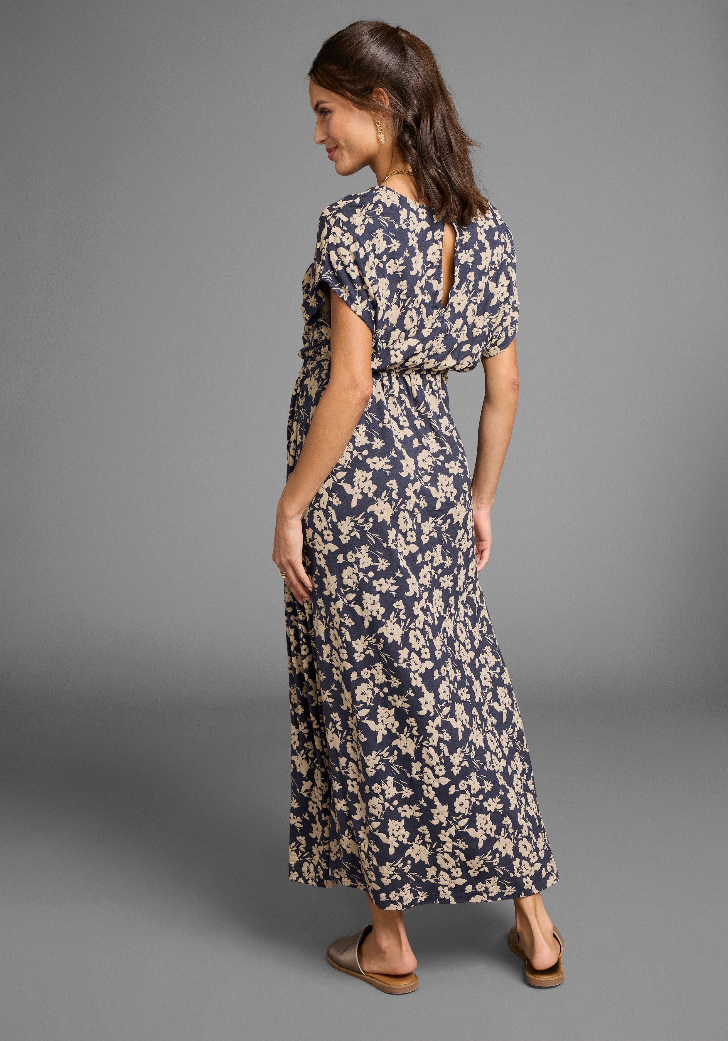 Neun Monate Umstandskleid Langes Schwangerschafts- und Still-Kleid Jersey-Kleid für Schwangerschaft und Stillzeit – Bild 2 von 5