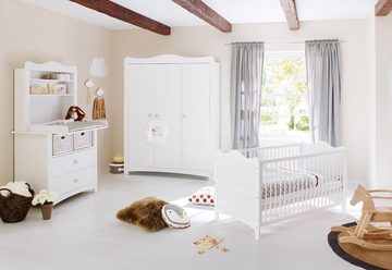 Pinolino® Babyzimmer-Komplettset Florentina, (Set, 4-St., Kinderbett, Wickelkommode, Regalaufsatz, Kleiderschrank), breit groß mit Regalaufsatz; mit Kinderbett, Schrank und Wickelkommode