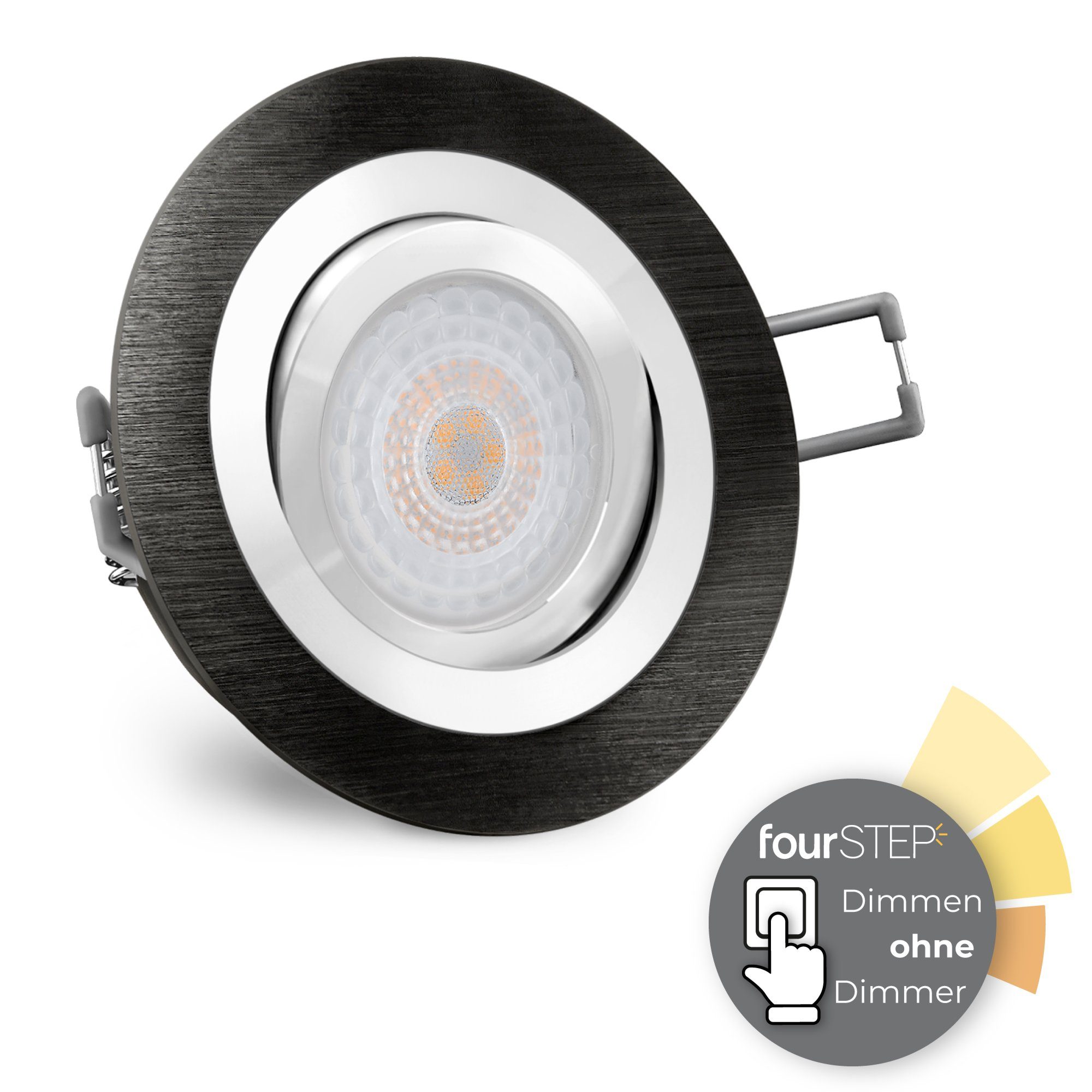 SSC-LUXon LED Einbaustrahler RF-2 schwenkbar schwarz Einbauleuchte gebuerstet LED flach &