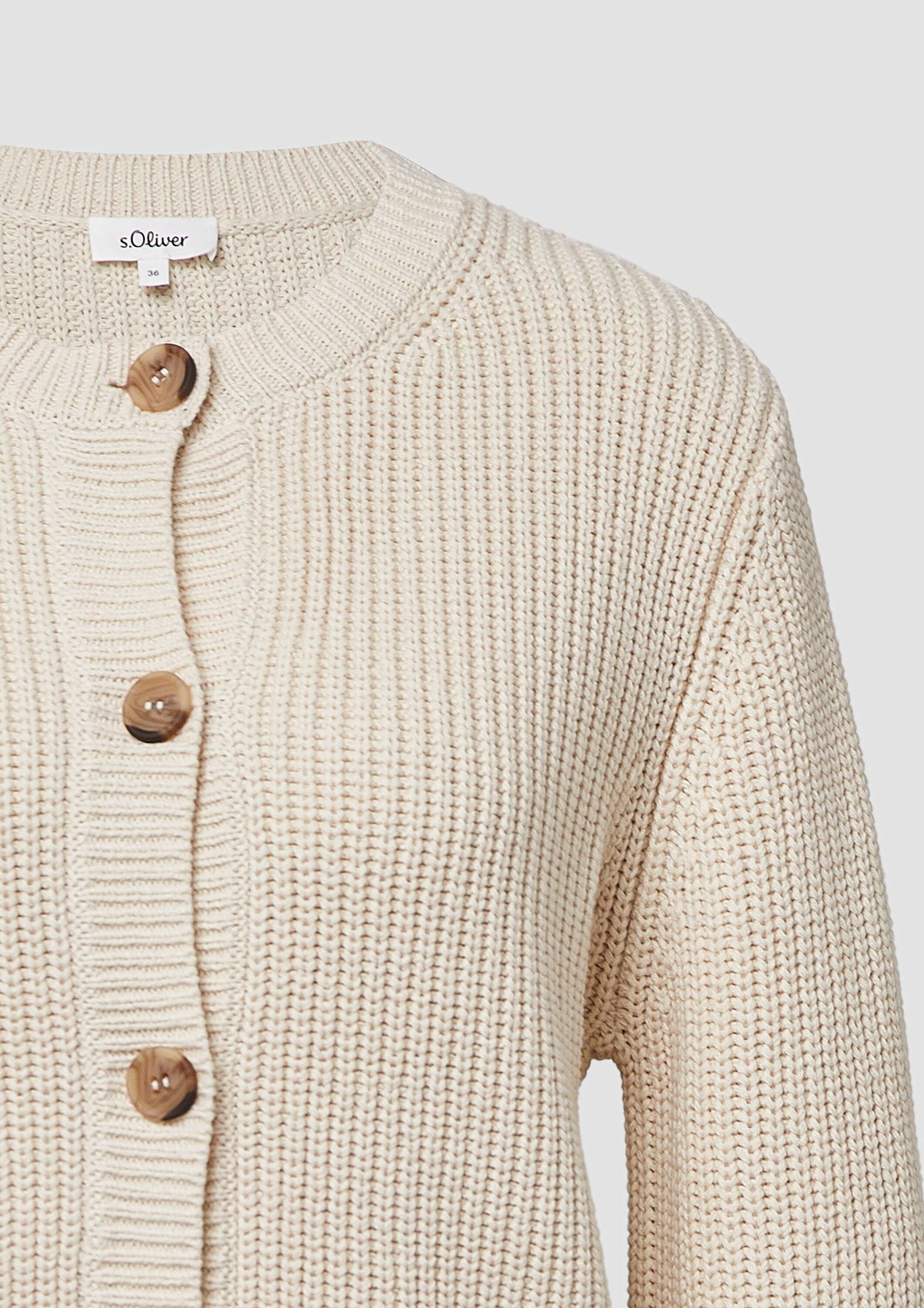 s.Oliver Cardigan Strickjacke Cardigan aus Baumwollmix in Ripp-Optik