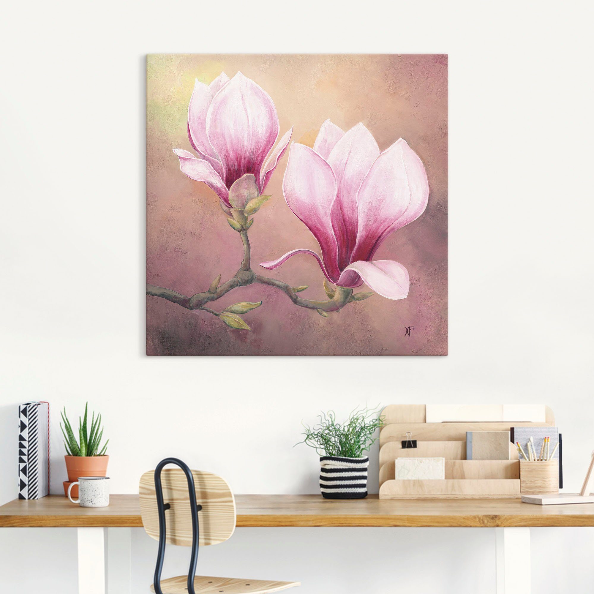 Artland Leinwandbild Späte Magnolie, Blumenbilder (1 St), auf Holzrahmen gespannt