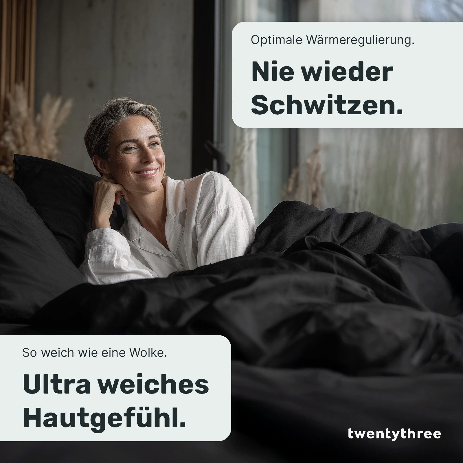 twenty:three® Bettwäsche Lyocell Bettwäsche Jet Black, Lyocell, Atmungsaktiv, Ultraweich, 100% TENCEL™ Lyocell