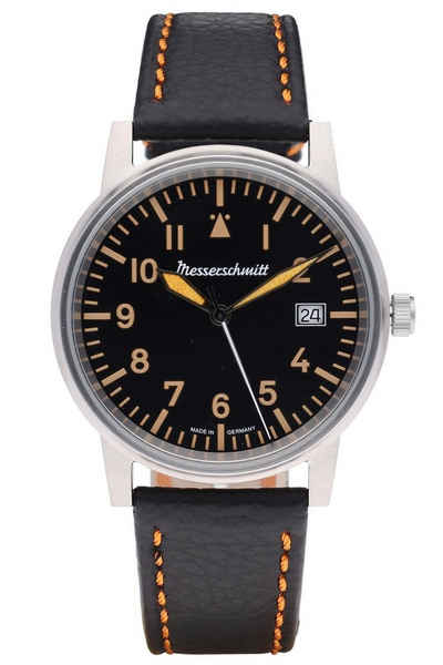 Messerschmitt Quarzuhr Unisex-Fliegeruhr Schwarz/Orange