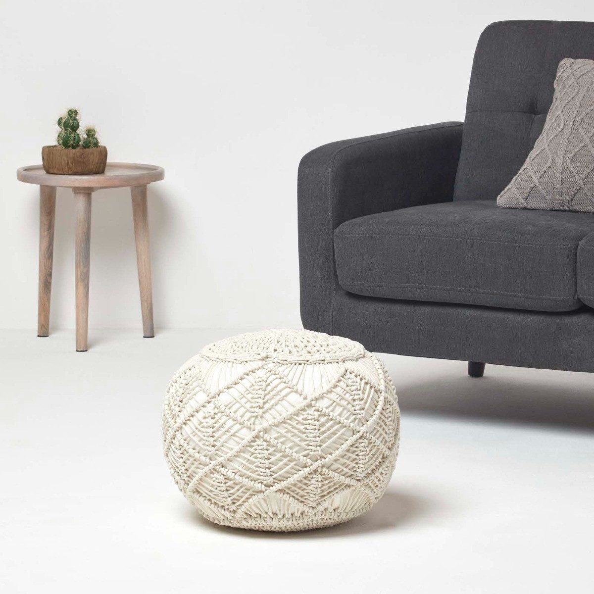 Homescapes Pouf Gehäkelter Pouf, natur, 35 günstig online kaufen