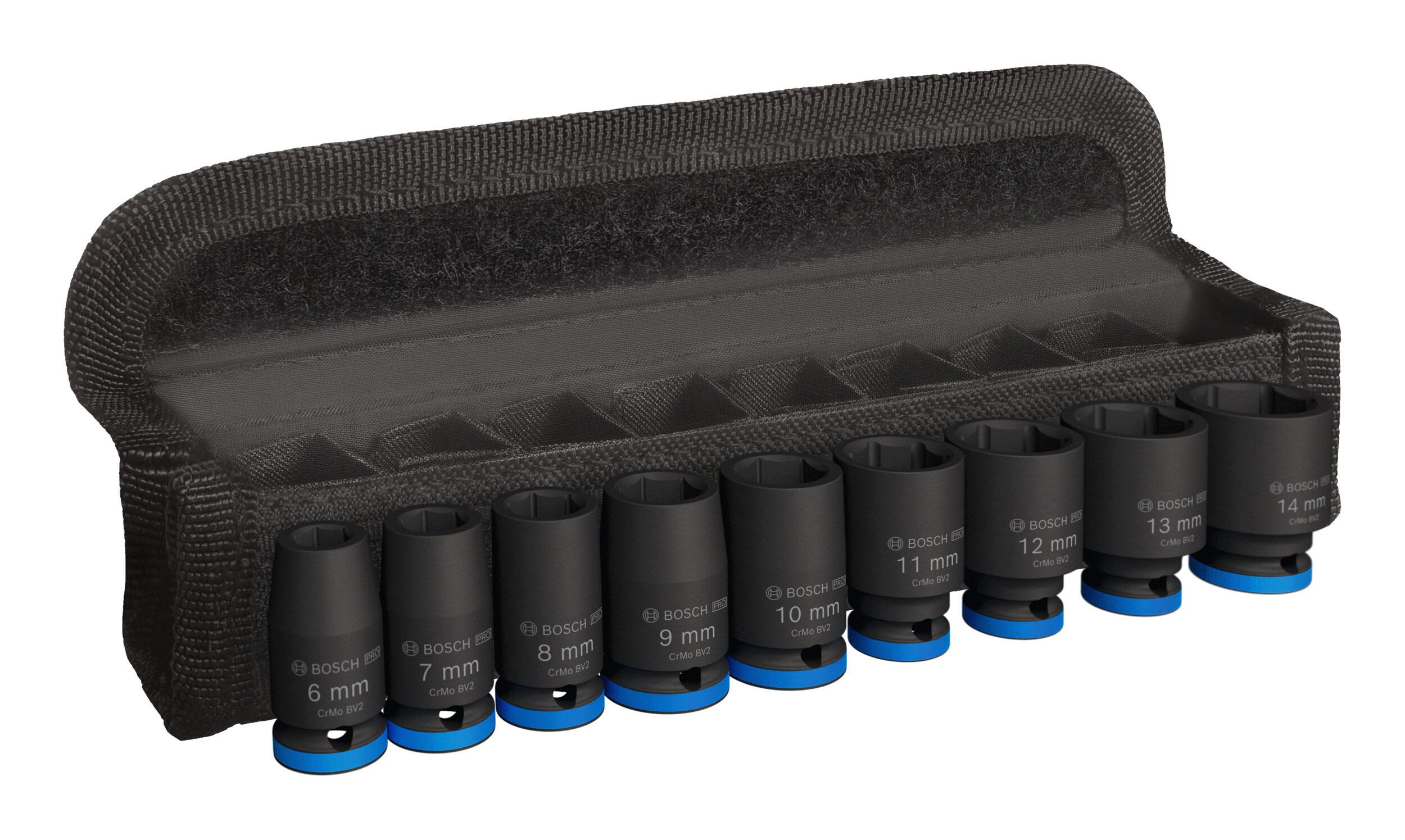 BOSCH Stecknuss Pro Impact Socket, 9 Teile, Steckschlüsseleinsätze-Set, 1/4", Standard, 9­teilig
