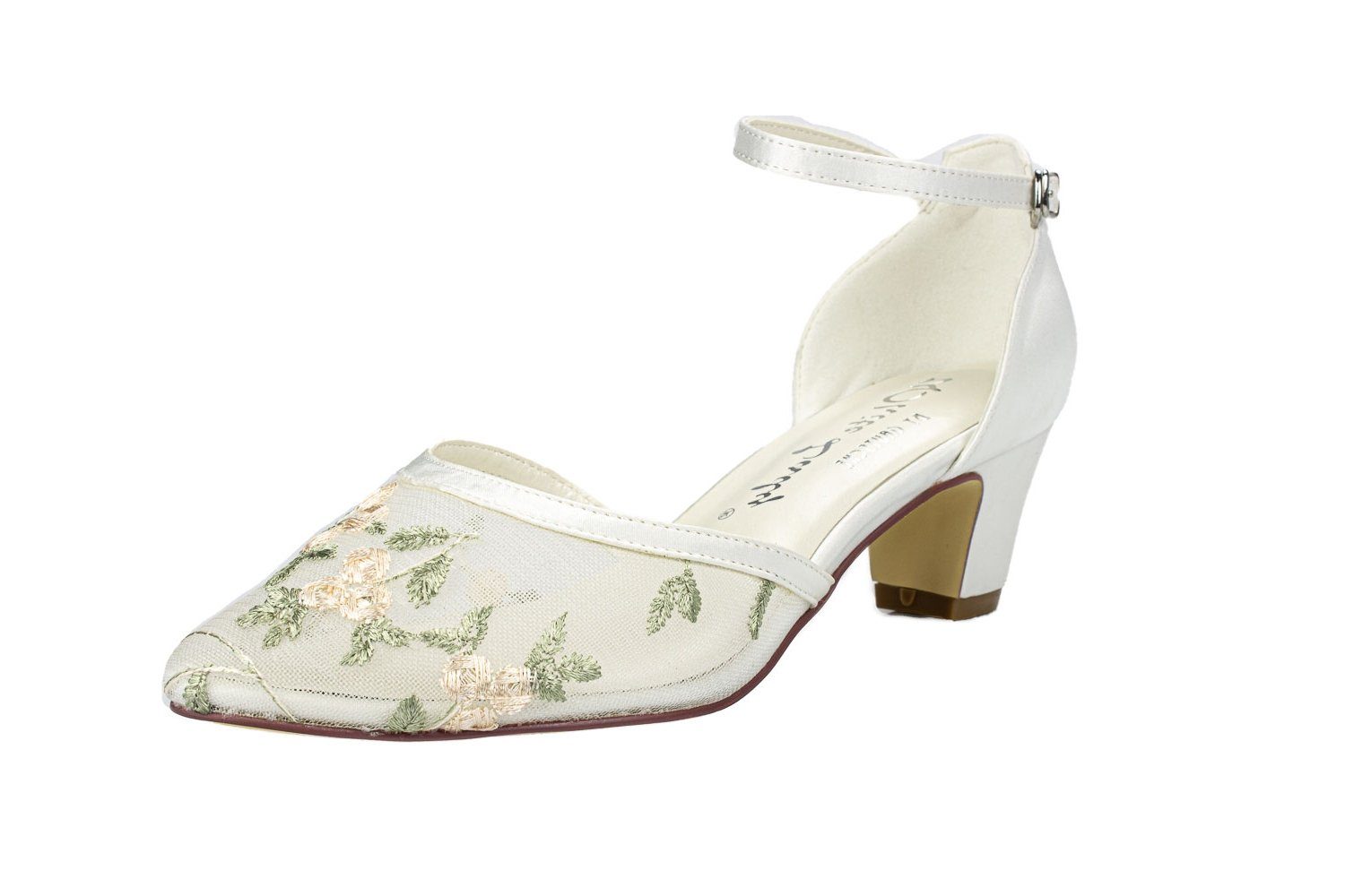 White Lady 878 ivory-natura - bestickte Brautschuhe Туфли
