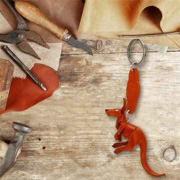 Monkimau Schlüsselanhänger Australien Känguru Schlüsselanhänger Leder Tier Figur (Packung)