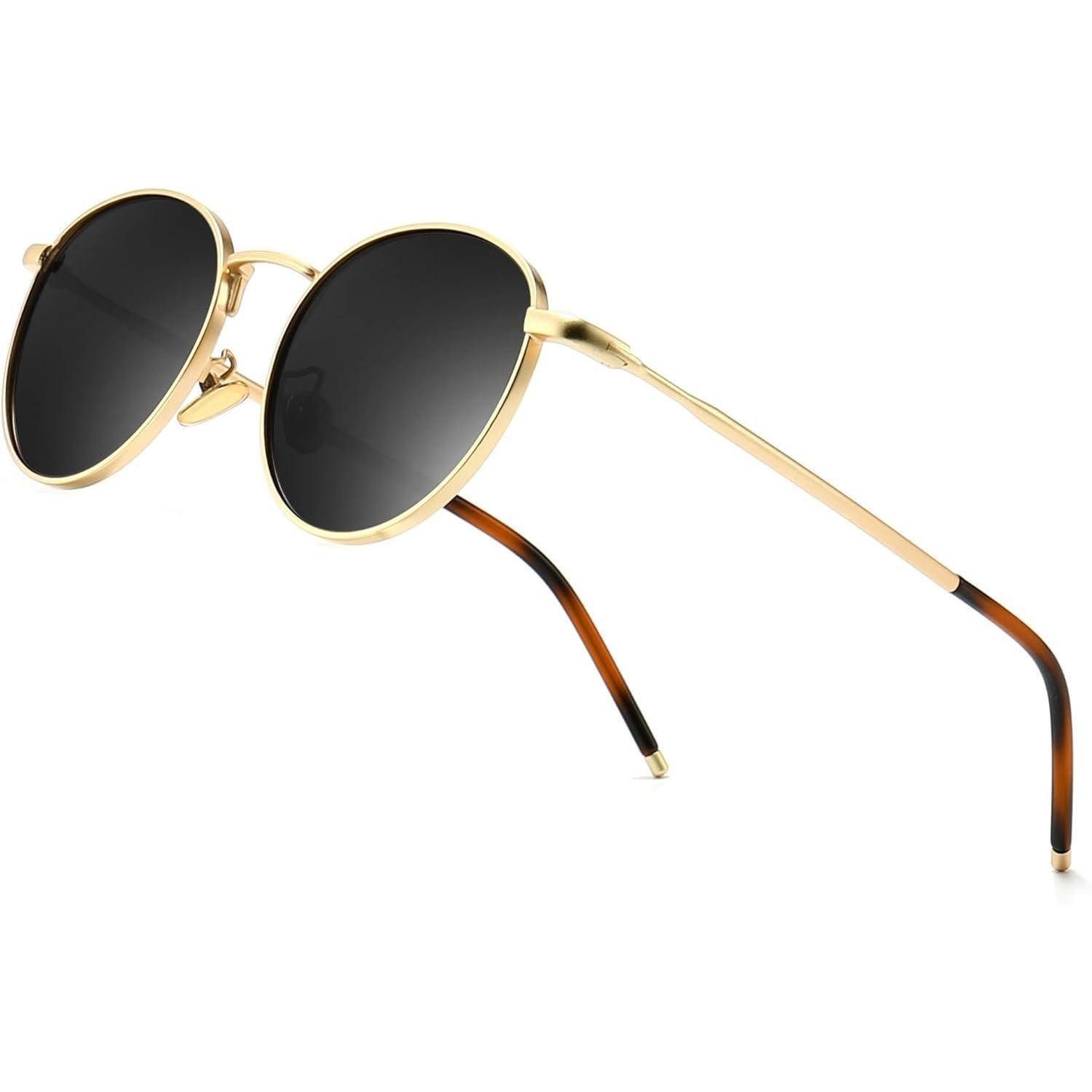 LuxusKollektion Retrosonnenbrille Sonnenbrille Rund Vintage Retro Gold Rahmen Polarisierte Graue Linse