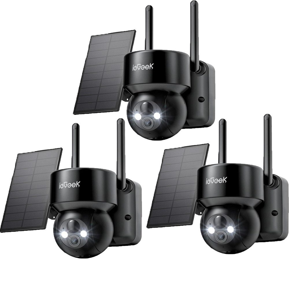TWUFY Überwachungskamera Solar Überwachungskamera Außen 3MP/2K, 5200mAh Kabellos WLAN Kamera (Außenbereich, Aussen, 355°/120° Panorama,IP66 wasserdicht,Nachtsicht & 24/7 Aufnahme, Automatische Verfolgung, 2-tlg., 2-Wege-Audio, Sirene,300 Lumen Scheinwerfer, Farbnachtsicht, WLAN Überwachungskamera Aussen)