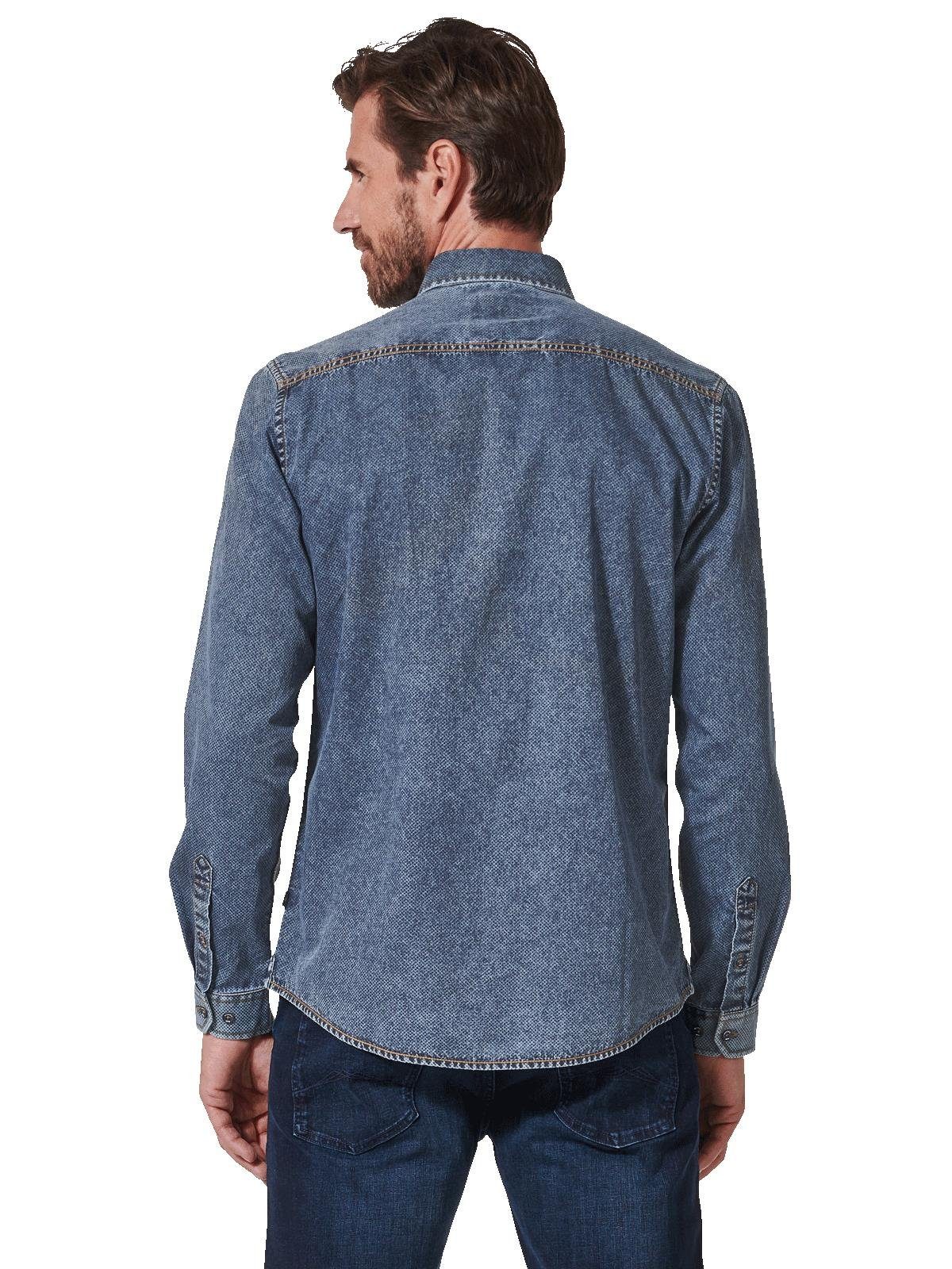 Engbers Langarmhemd engbers Herren Langarm-Hemd in Denim-Optik, Indigoblau günstig online kaufen