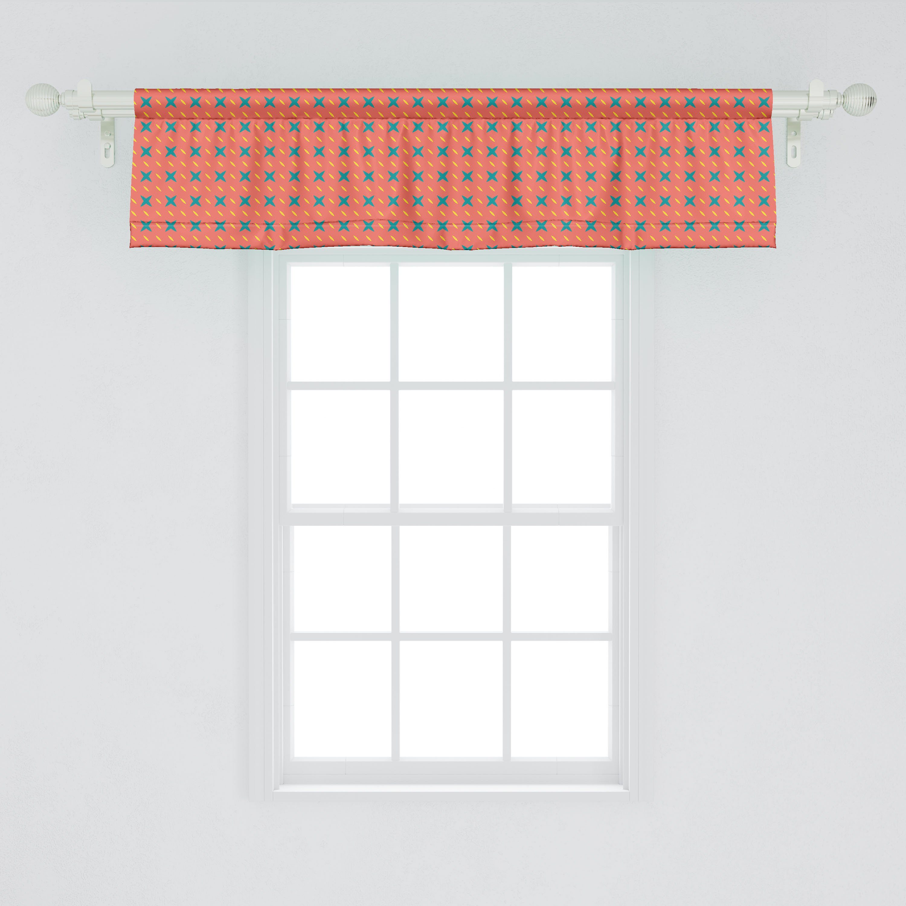 Symmetrische Vorhang mit Microfaser, Abakuhaus, Scheibengardine Stern Kunst Stangentasche, Volant Modern Formen Dekor Schlafzimmer für Küche