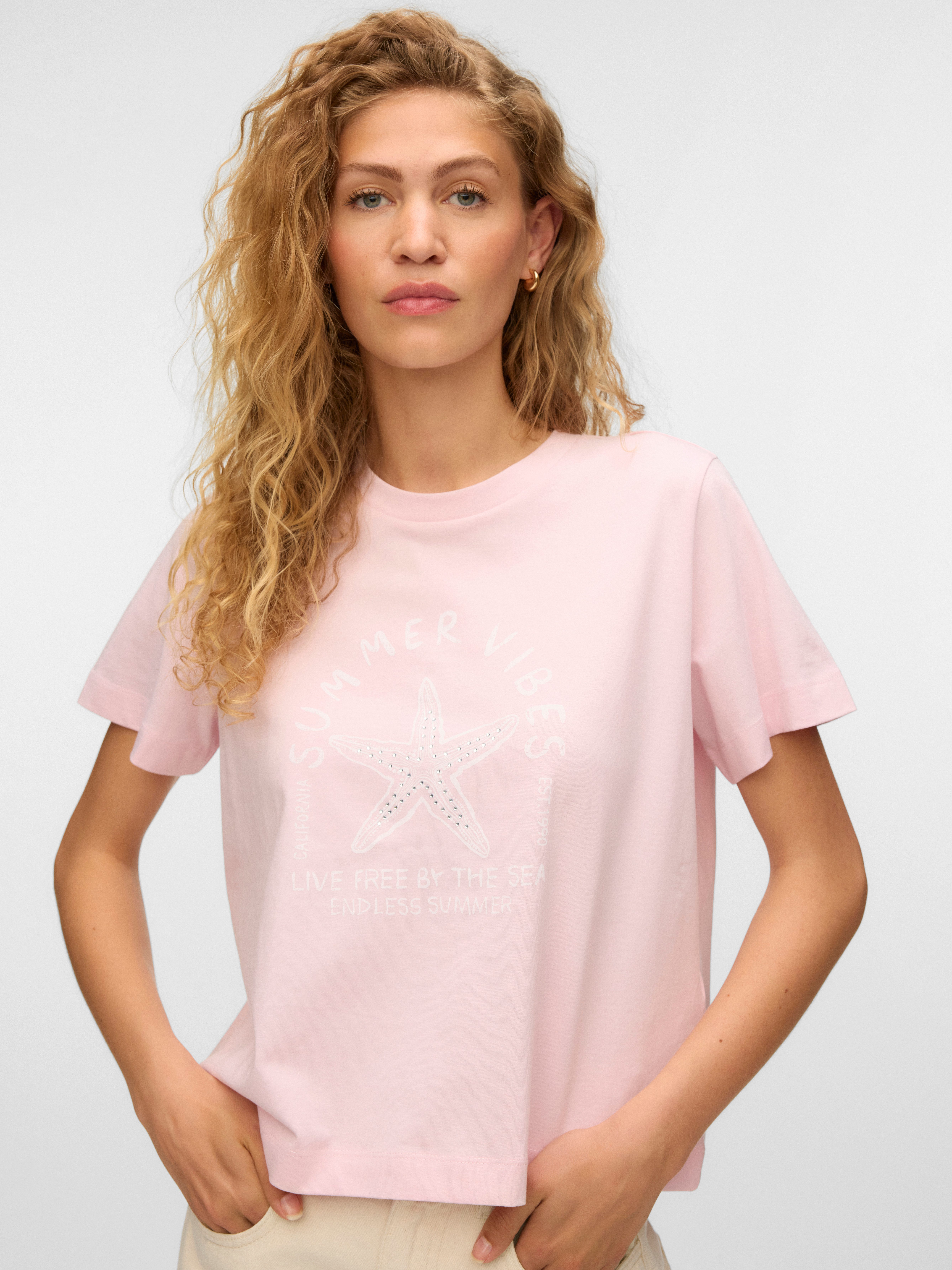 Vero Moda Kurzarmshirt VMPALMA METTE SS TOP BOX JRS Baumwolle – Bild 2 von 5