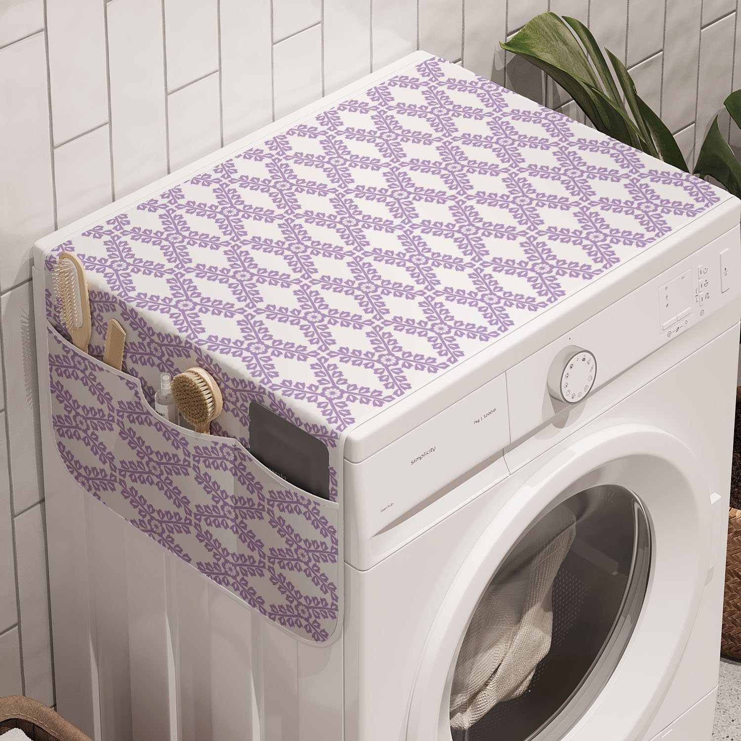 Trockner, Anti-Rutsch-Stoffabdeckung Lila Waschmaschine Abakuhaus für Pastellfarbig Badorganizer und Blumenniederlassung