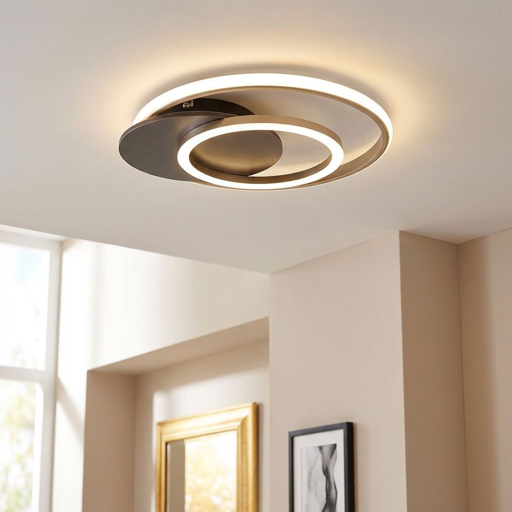 GLOBO LIGHTING LED Deckenleuchte, LED-Leuchtmittel fest verbaut, Warmweiß, Deckenlampe Deckenleuchte Designlampe grau champagnerfarben L 38 cm