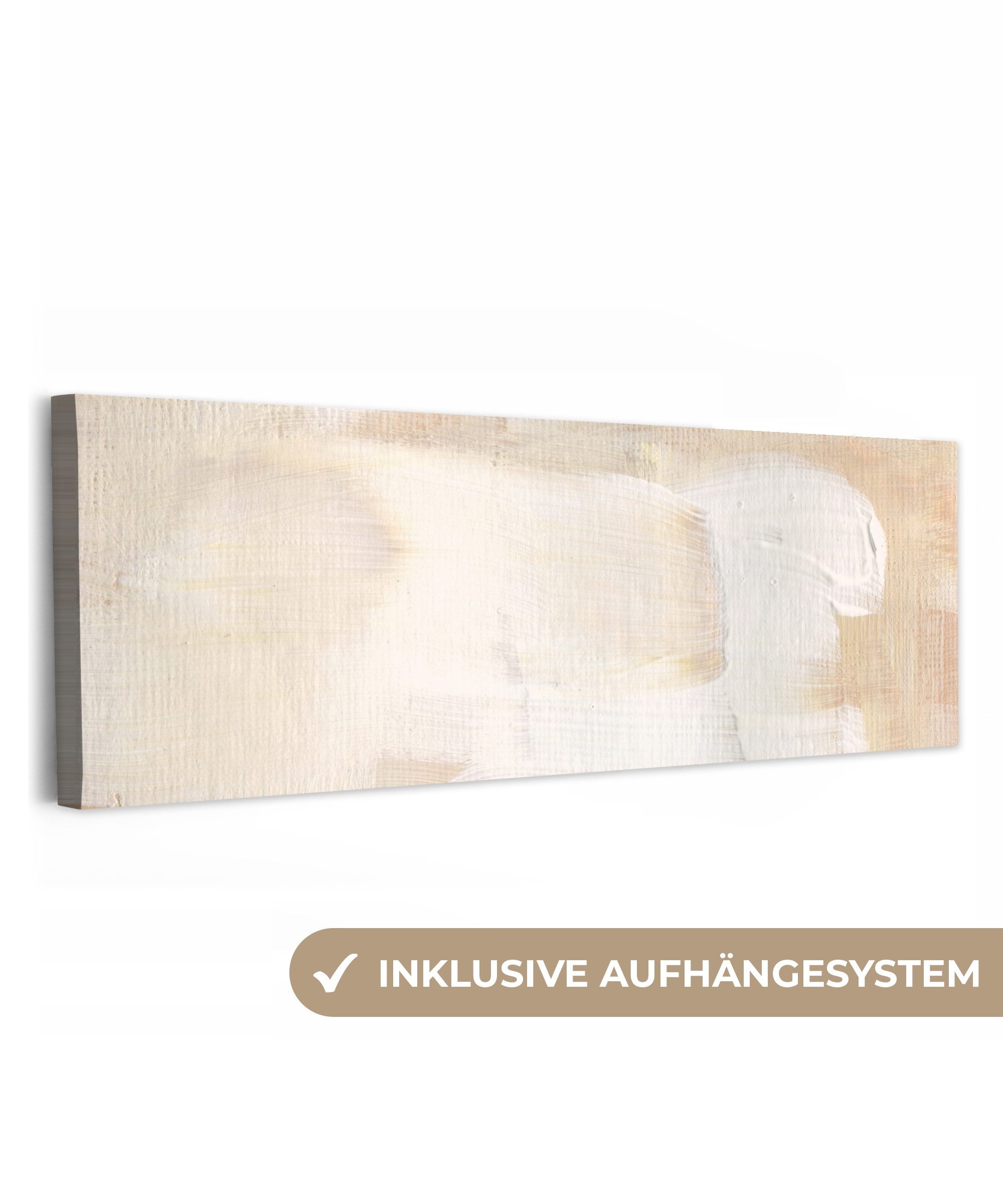OneMillionCanvasses® Leinwandbild Panorama Kunst - Weiß - Beige - Modern, F günstig online kaufen