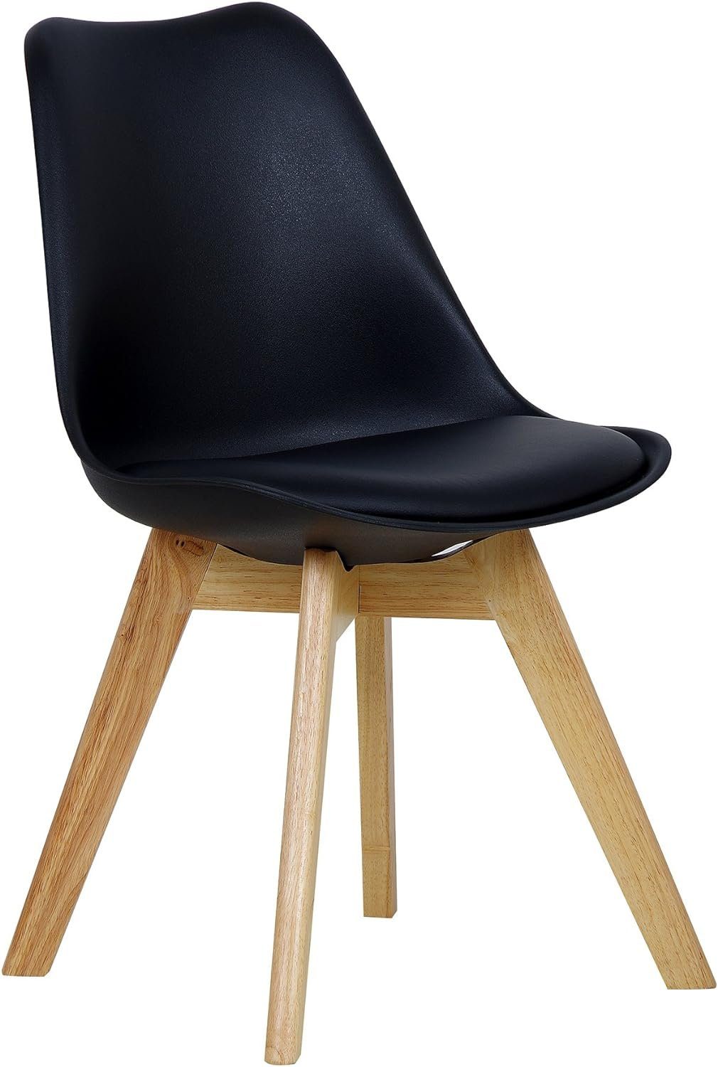 Woltu Esszimmerstuhl (1 aus Kunstleder schwarz Sitzfläche Holzbeine Polsterstuhl St)