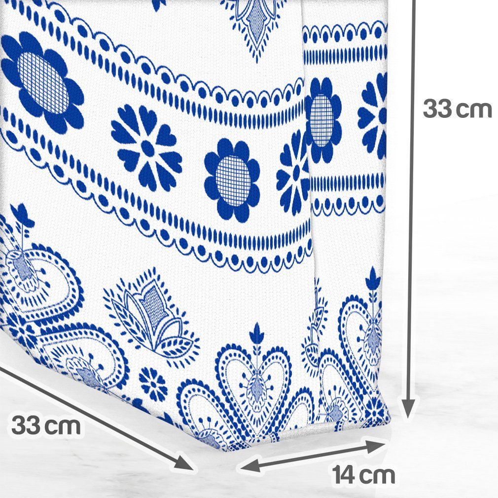 Muster Nordisches Blu gemustert Kachel Bad Blumen Muster (1-tlg), Henkeltasche VOID skandinavien