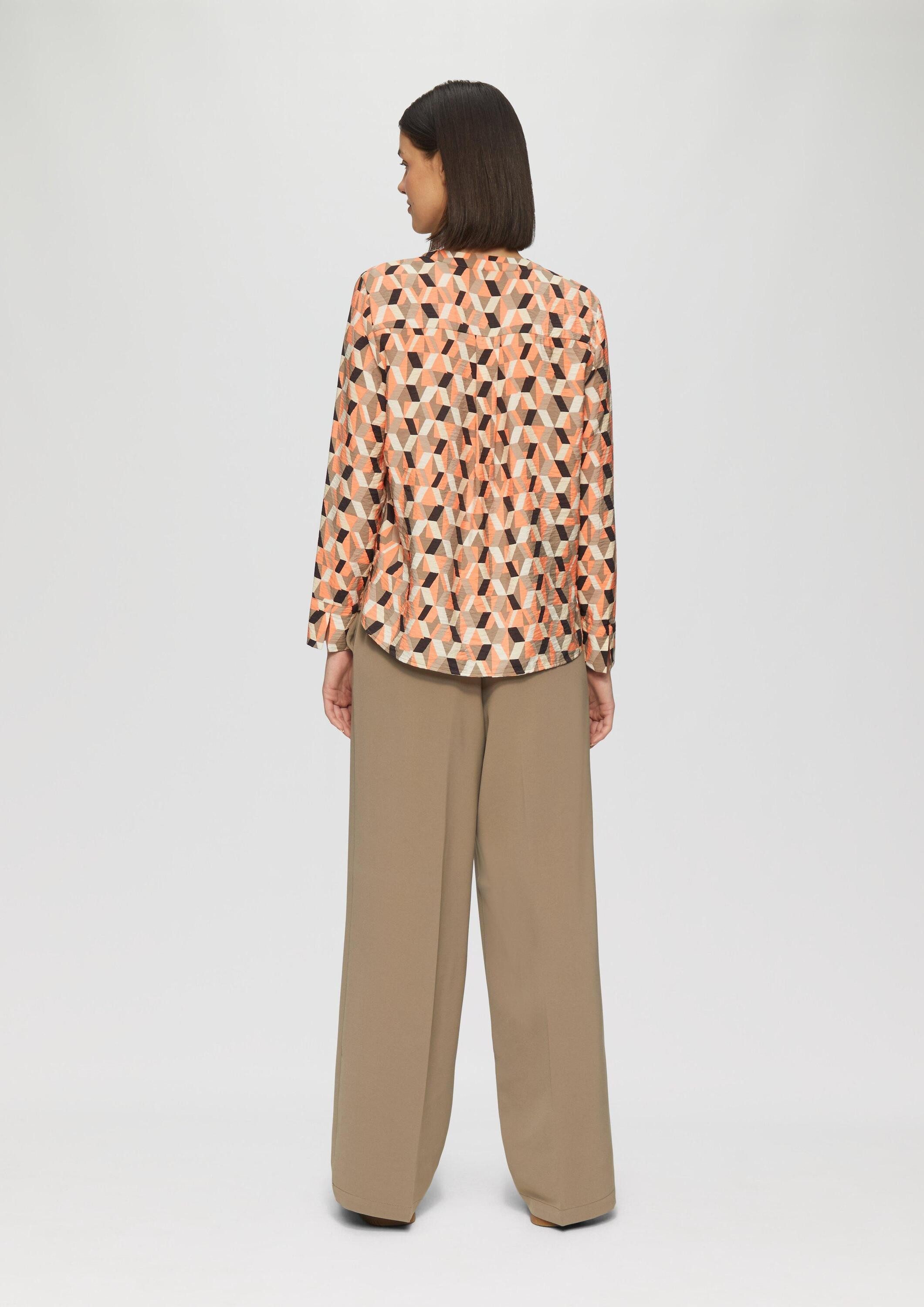 s.Oliver Langarmbluse Bluse Strukturierte Bluse mit V-Ausschnitt