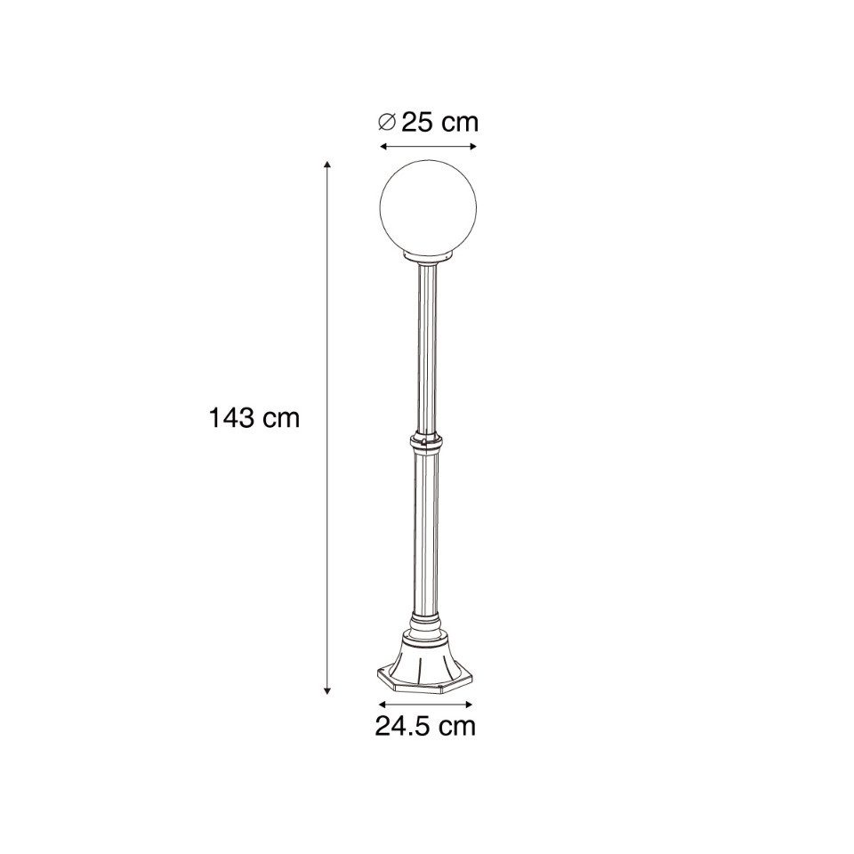 Qazqa Außen-Stehlampe Champs, ohne Leuchtmittel, Kaltweiß, QAZQA Außen­poller­leuchte, e27, Schwarz, Aluminium, classic-antique