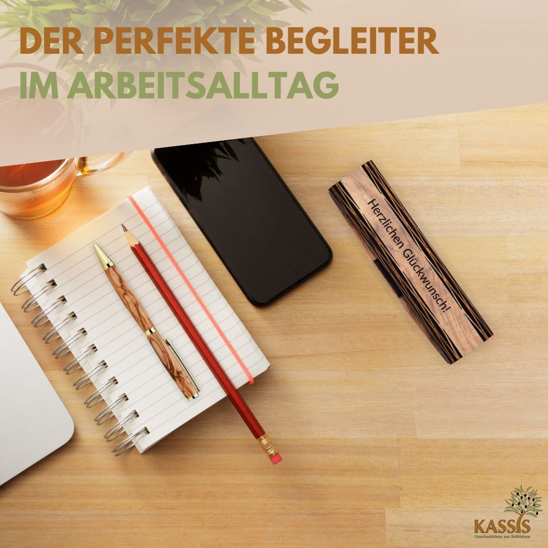 Kassis Geschenkartikel Kugelschreiber eleganter Stift aus Olvienholz mit edler Holzschachtel, Hergestellt in Bethlehem, zu Geburtstag, Vatertag, Abitur, Ruhesta – Bild 5 von 5