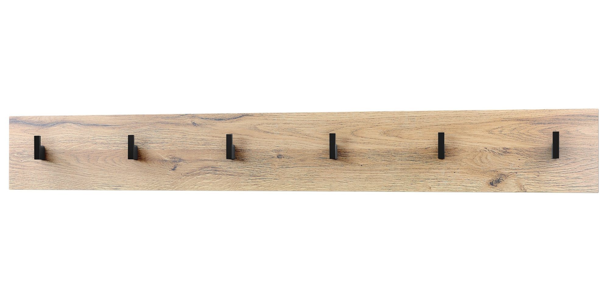 Vladon Шафиpaneel Linea (Wandgarderobe, mit 6 Kleiderhaken), Eiche Natur (110,5 x 14,5 x 3,5 cm)