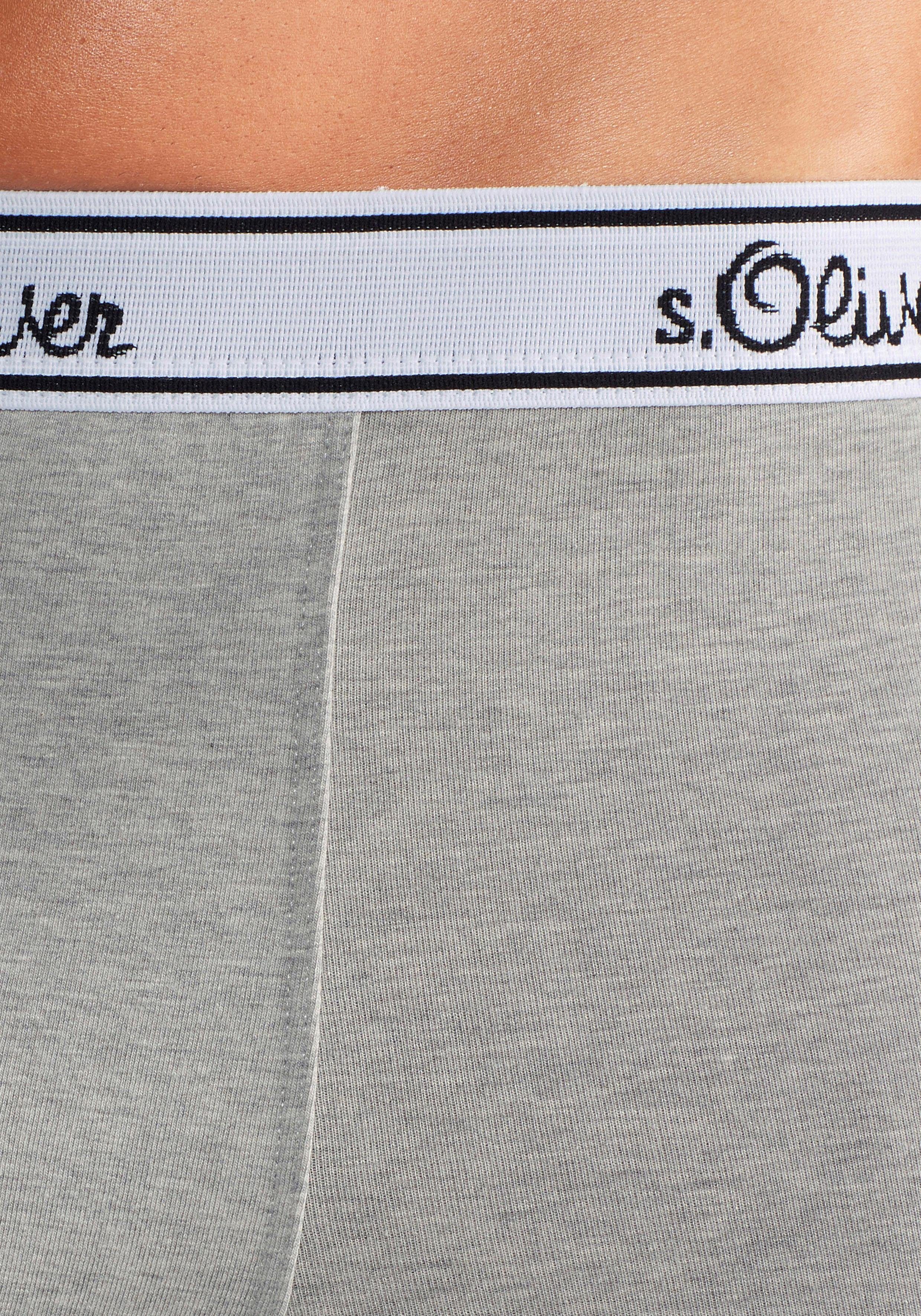 s.Oliver Boxer (Packung, 3-St) weißem mit schwarz, Webbund grau-meliert, weiß