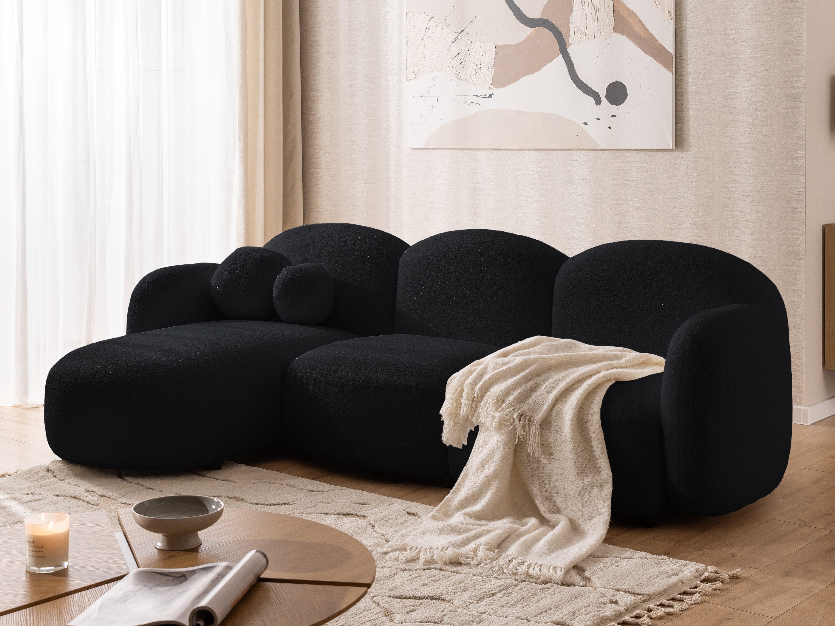 S-Style Möbel Ecksofa Nuvola aus Bouclé-Stoff günstig online kaufen
