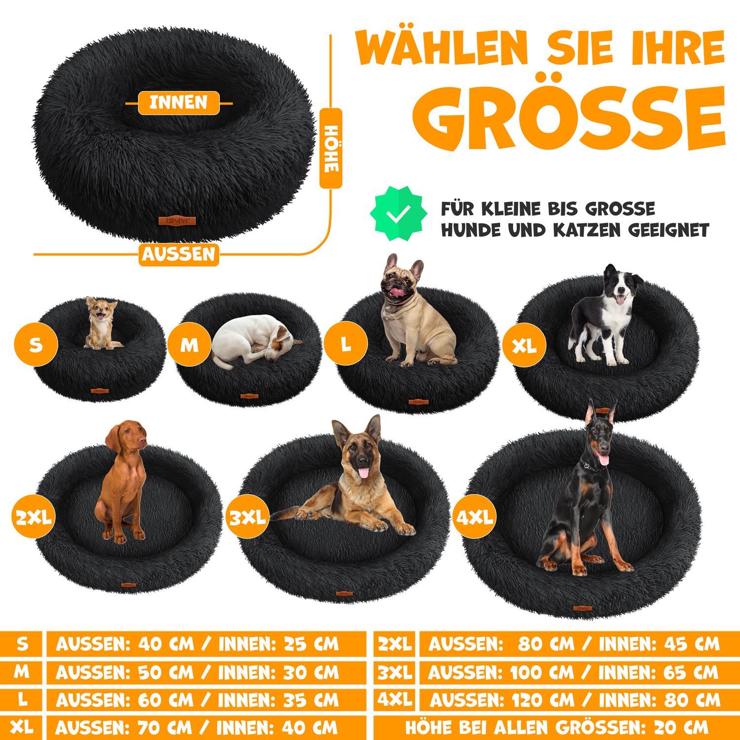 Lovpet Tierbett, Hundebett Hundekissen Katzenbett Bagel, günstig online kaufen