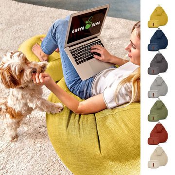 Green Bean Sitzsack Home-Linen (2er Set Indoor Sitzsack (80 x 90 x 50 cm) + Sitzpouf (25 x 45 cm) mit EPS-Perlen Füllung -, Fußhocker Fußkissen Sitz-pouf Bodenkissen Liegekissen), Sitzkissen Lounge Chair Sitzhocker Relax-Sessel Bean Bag