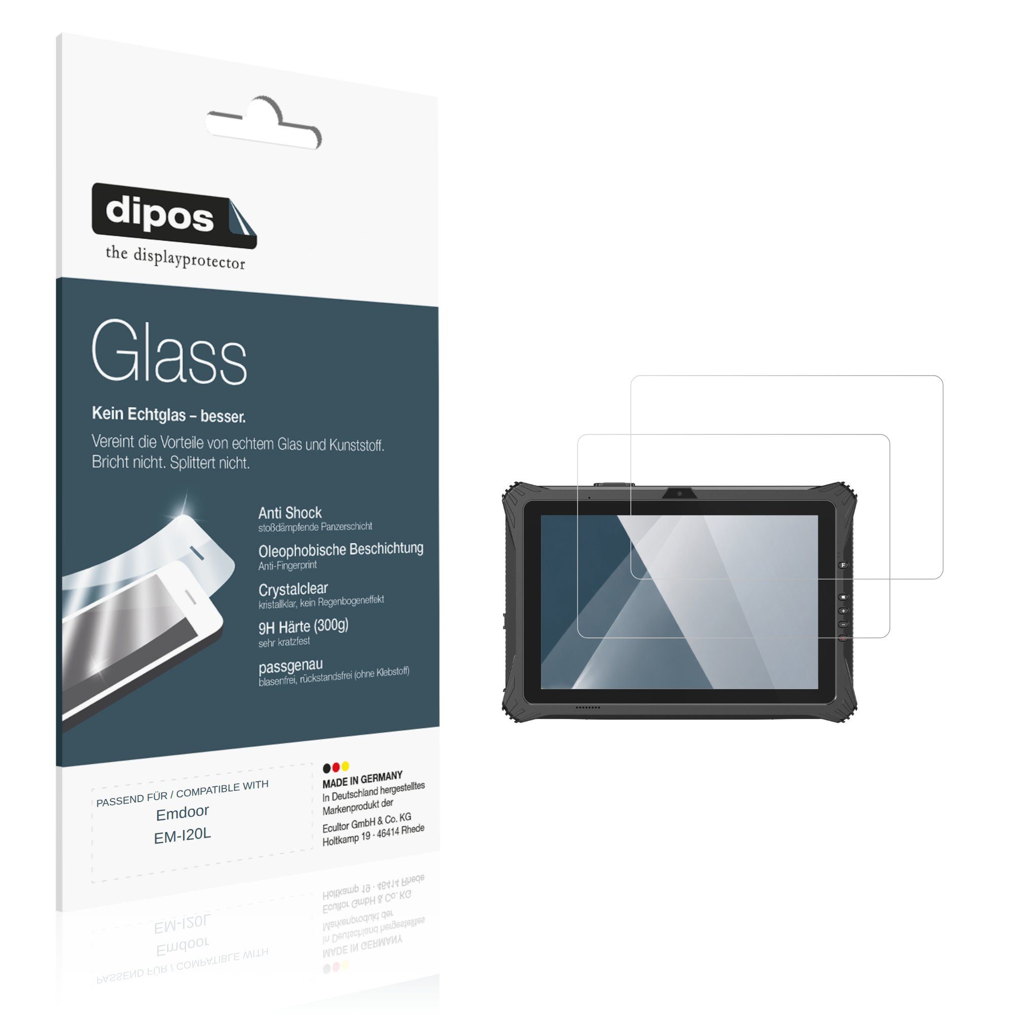 dipos Displayschutzfolie Schutzfolie für Emdoor EM-I20L, 2 Stück, Displayschutz Schutz Folie Made in Germany