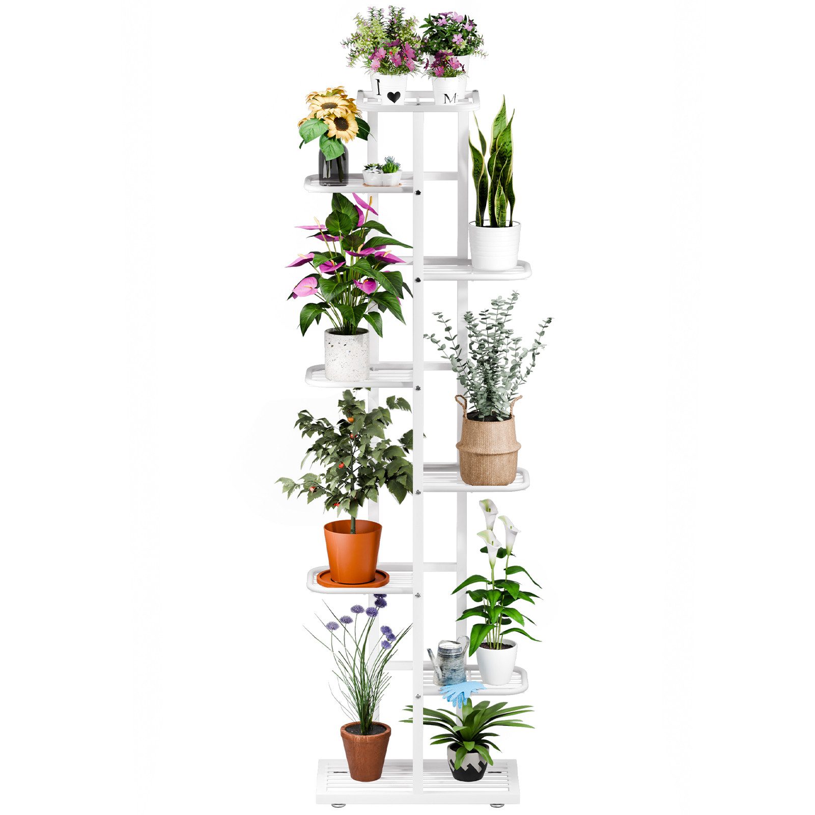 Blumenständer 8-Tier Metall Blumenregal Pflanzenregal, Mehrstöckig Blumenständer