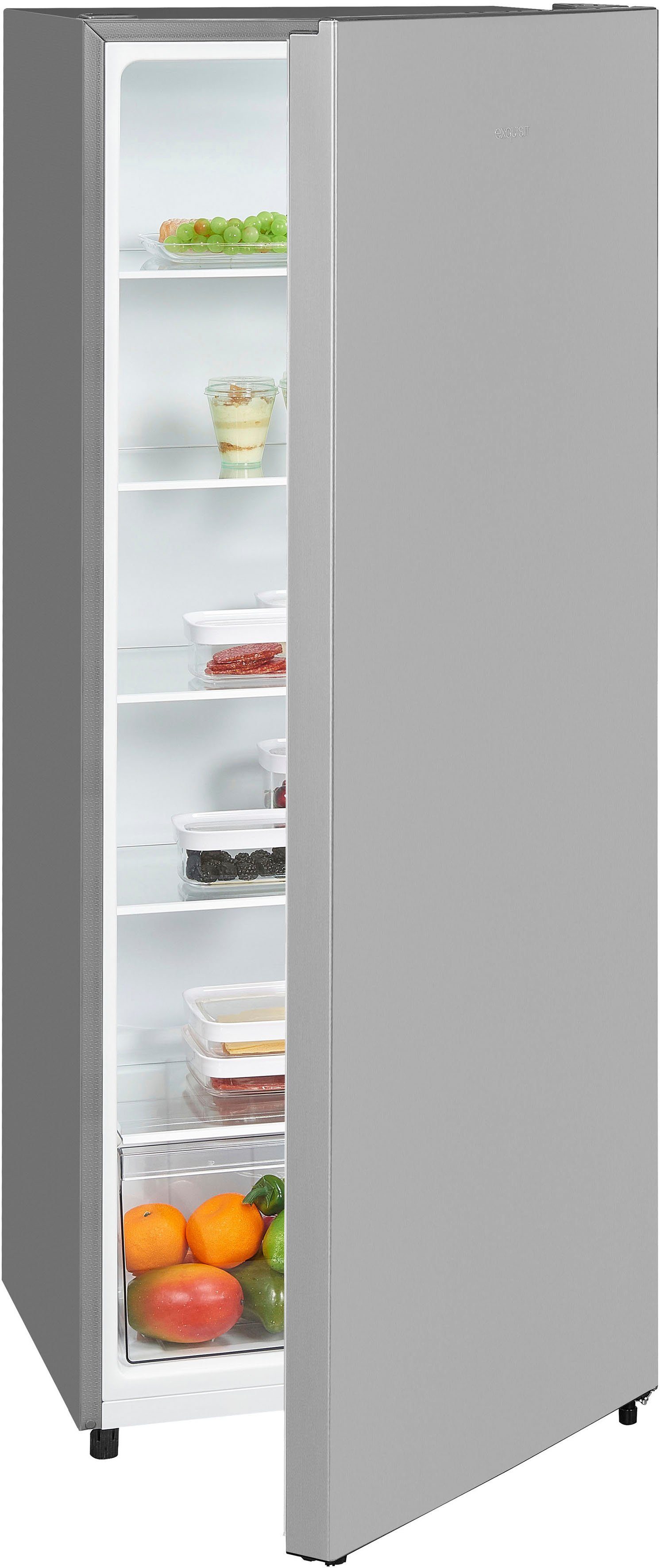 exquisit Vollraumkühlschrank KS320-V-010E silber, 143,4 cm hoch, 55,0 cm  breit, 242 L Volumen | Kühl-Gefrierkombinationen